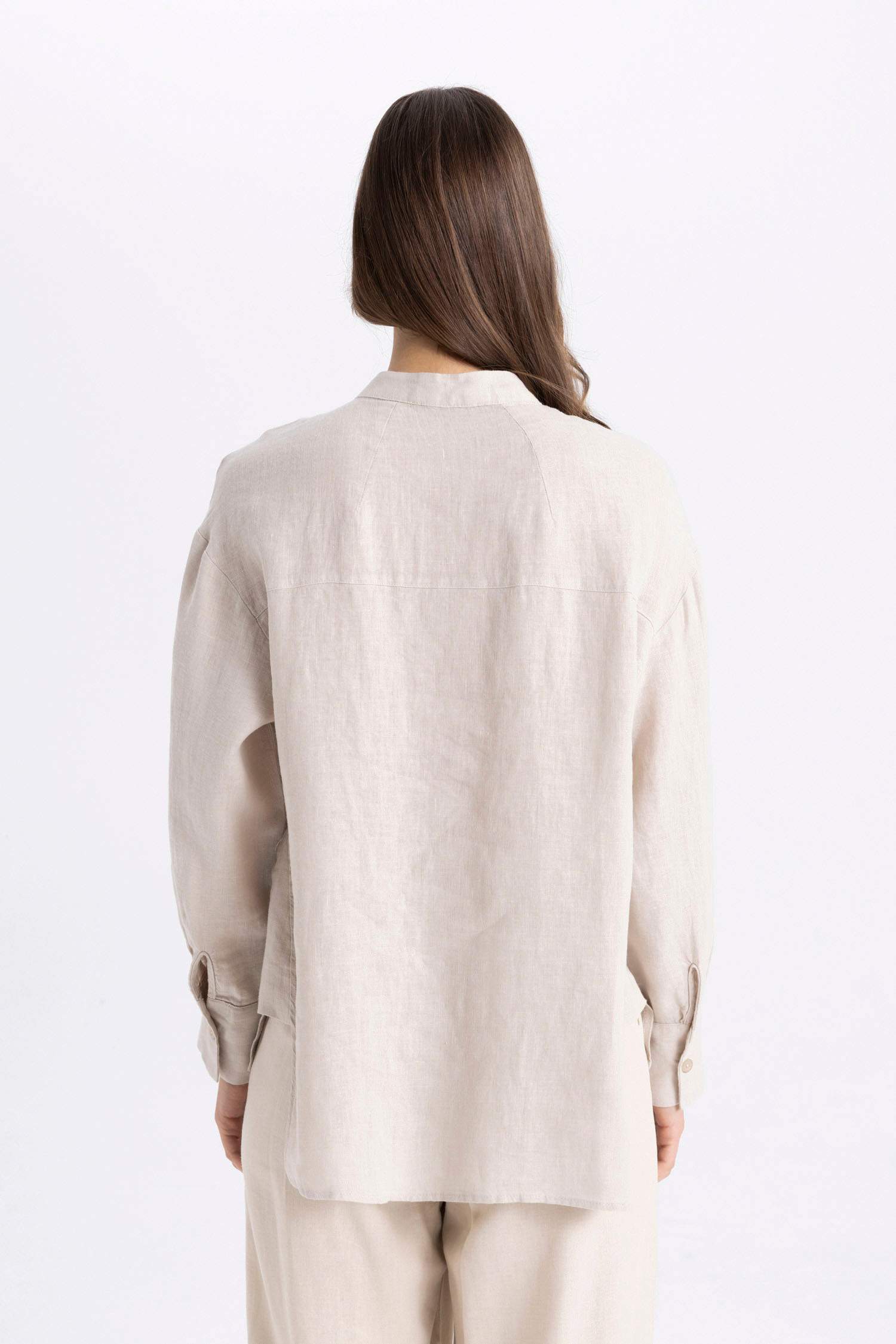 Tunique Chemise en Lin Coupe Relax Manches Longues