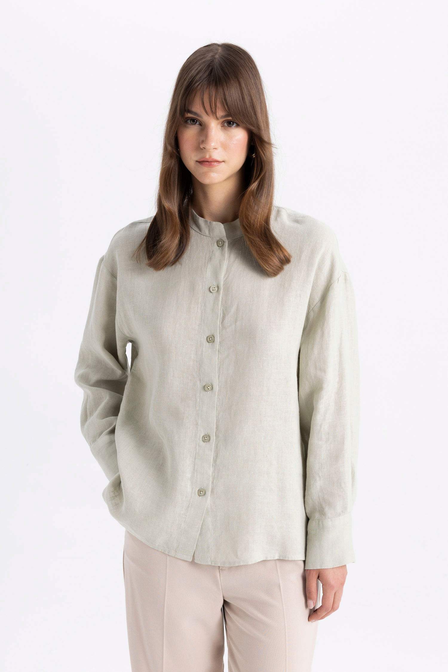 Relax Fit Long Sleeve Shirt Linen Tunic