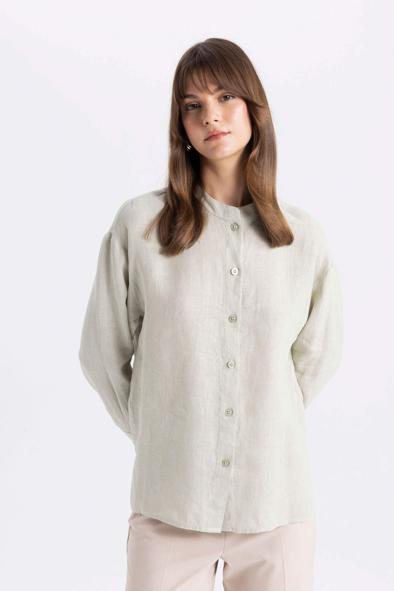 Relax Fit Long Sleeve Shirt Linen Tunic