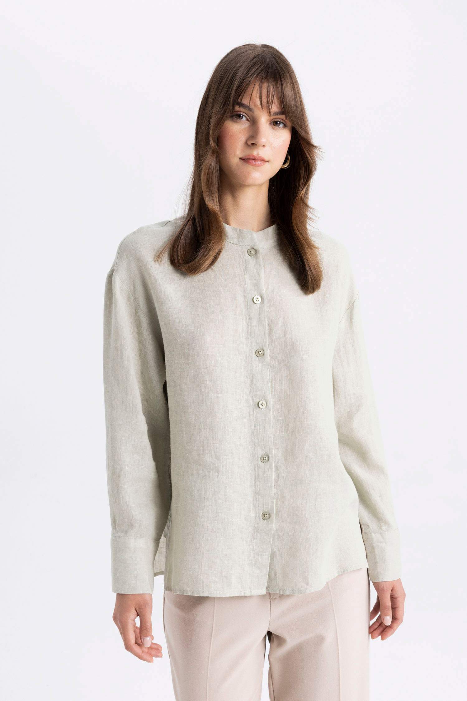 Relax Fit Long Sleeve Shirt Linen Tunic