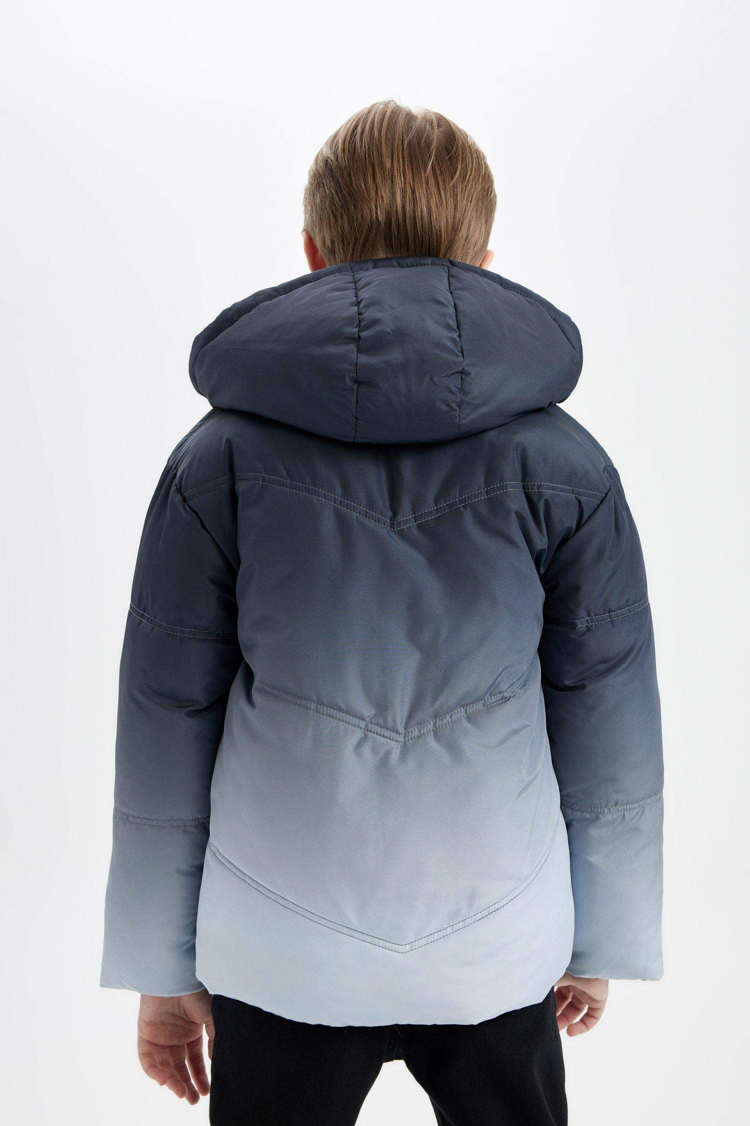Erkek Çocuk Su Geçirmez Çift Taraflı Kapüşonlu Şişme Mont
