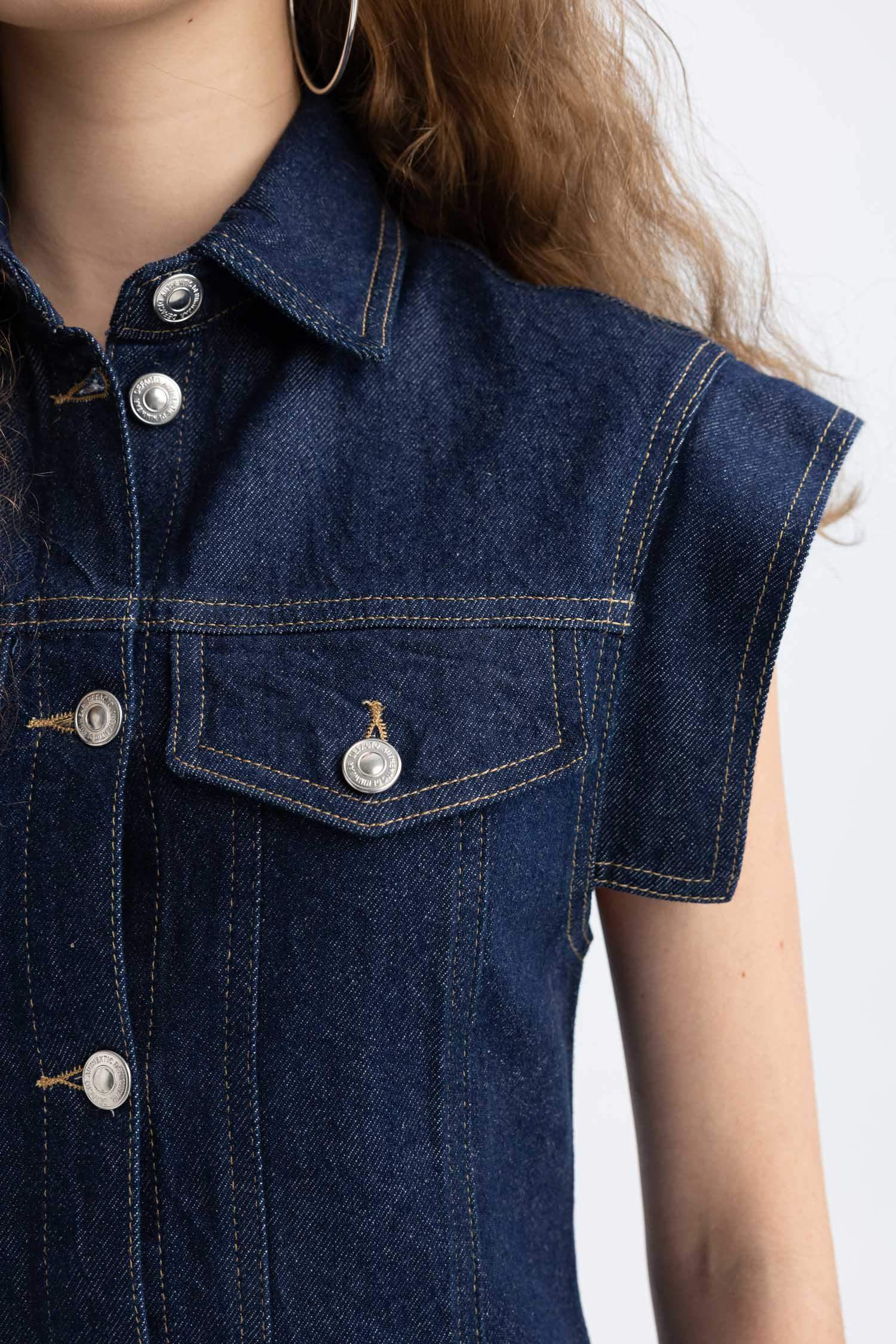 Kısa Kollu Mini Jean Elbise