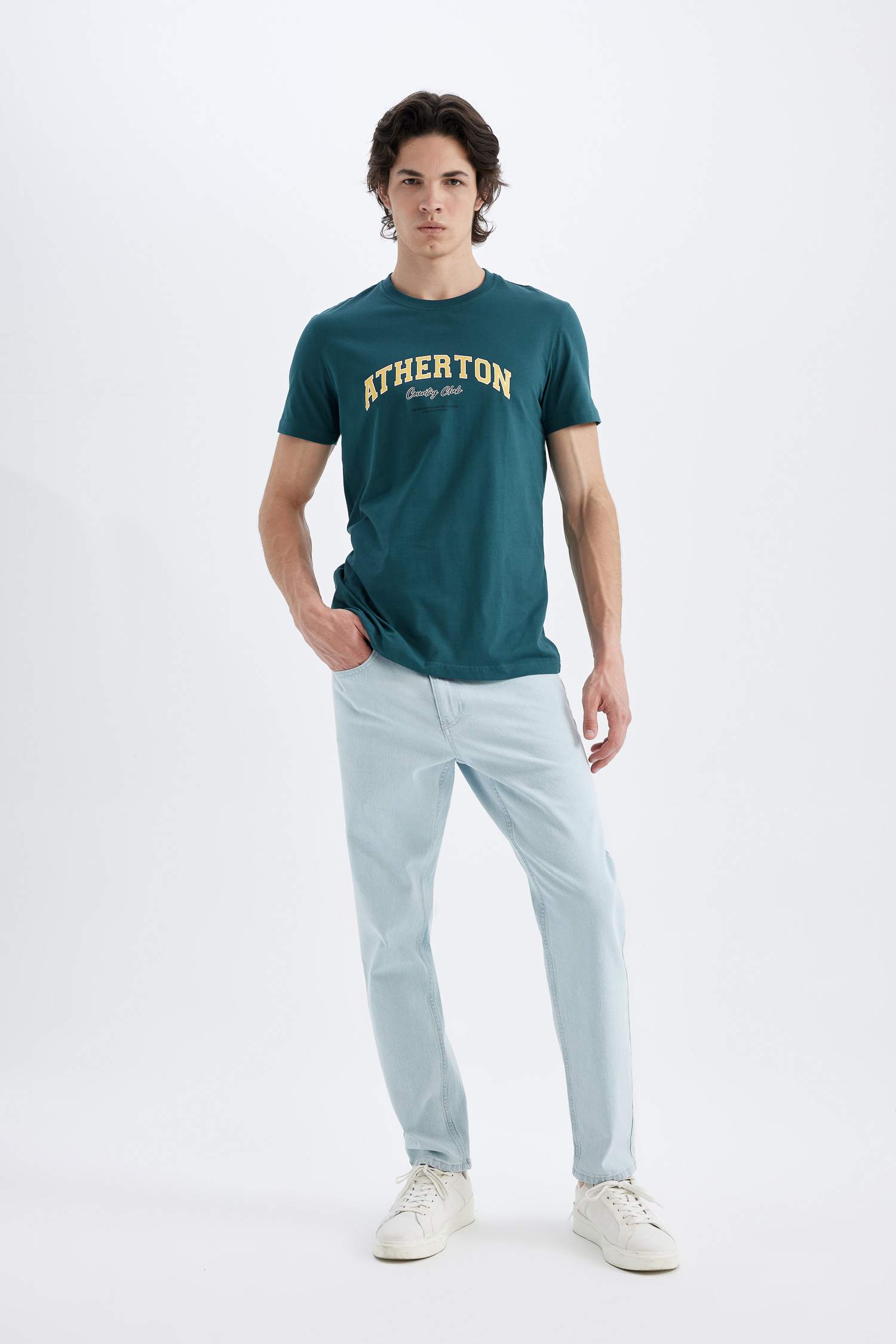 Slim Fit Crew Neck Printed Short Sleeve T-Shirt