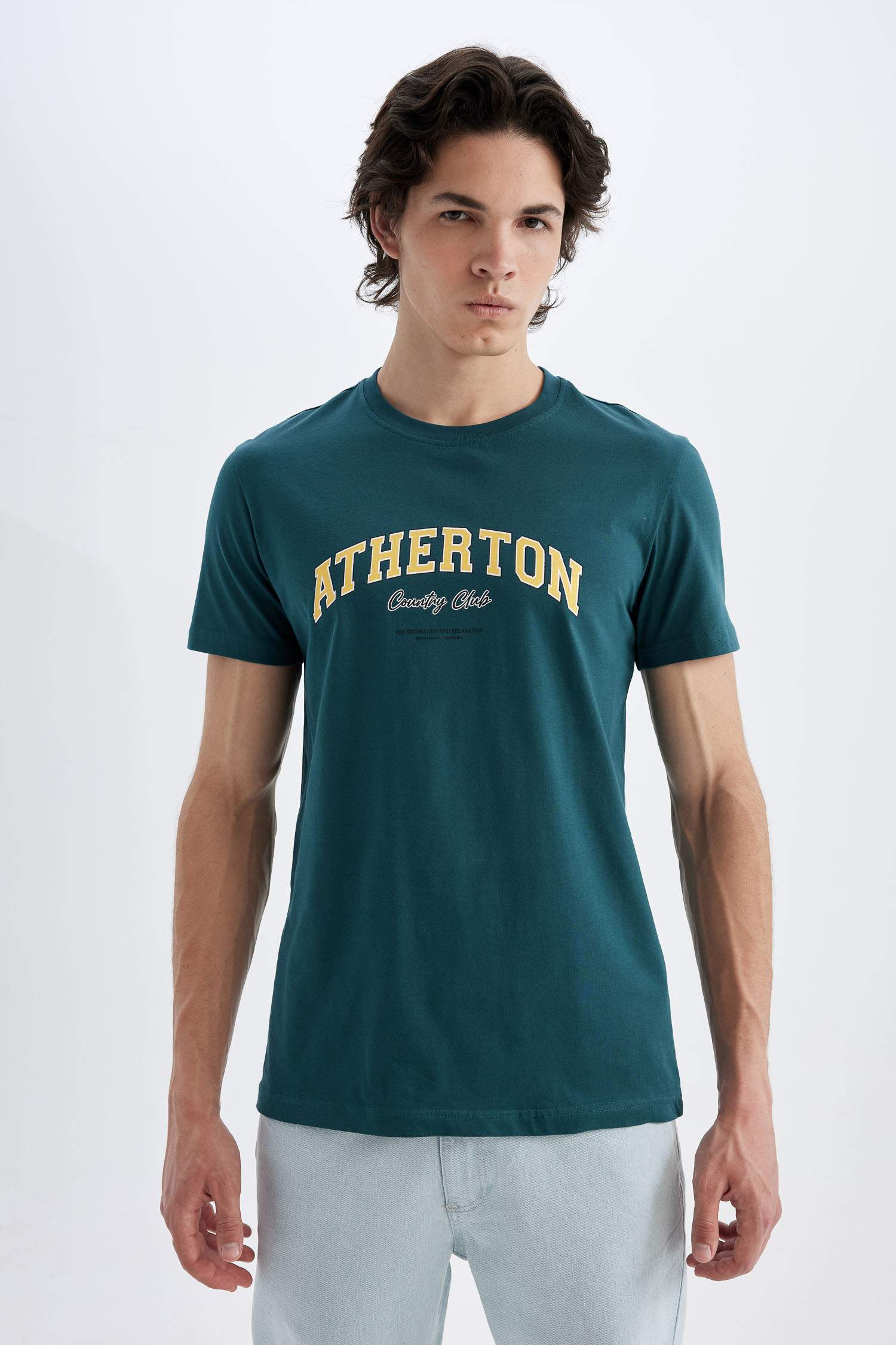 Slim Fit Crew Neck Printed Short Sleeve T-Shirt