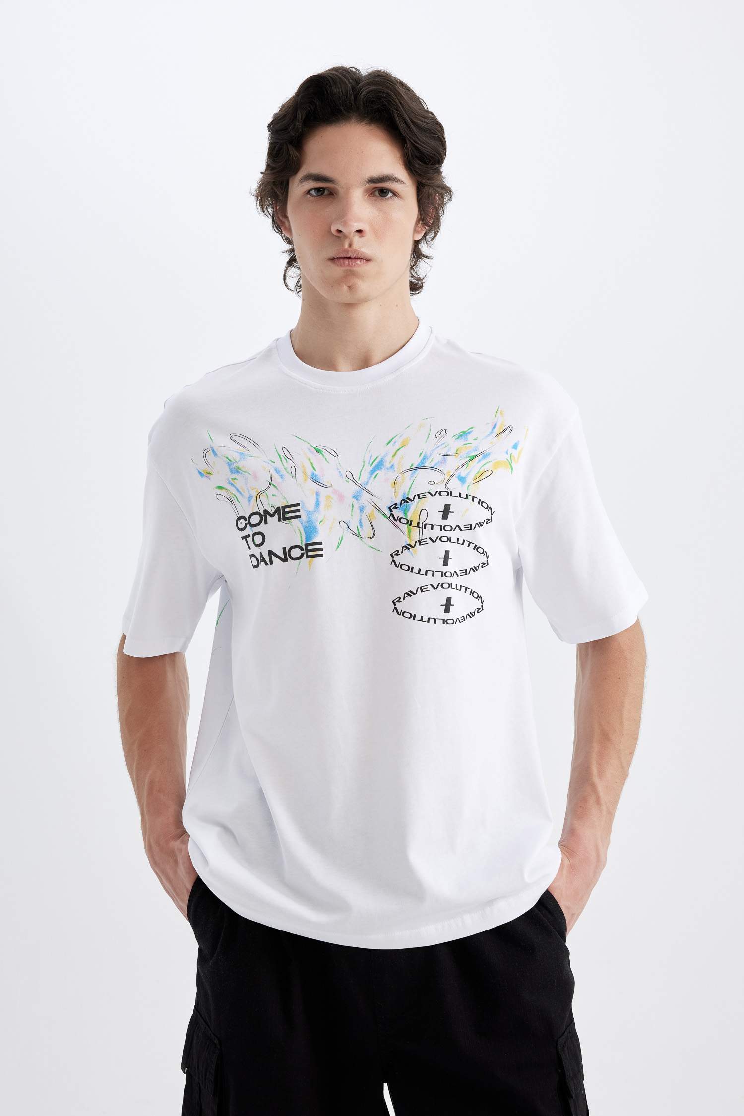 Comfort Fit Crew Neck Back Printed T-Shirt