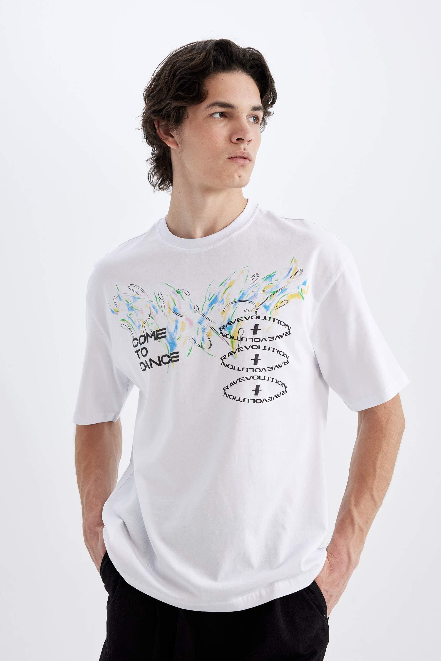 Comfort Fit Crew Neck Back Printed T-Shirt