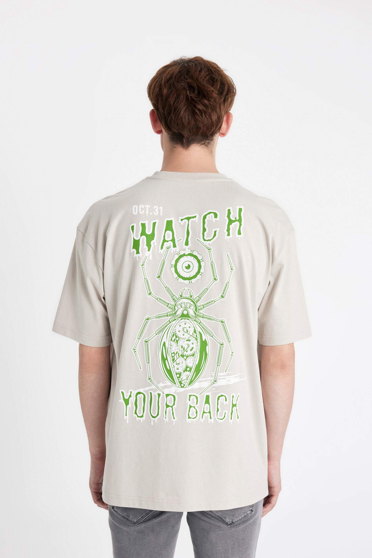 Oversize Fit Crew Neck Back Printed T-Shirt