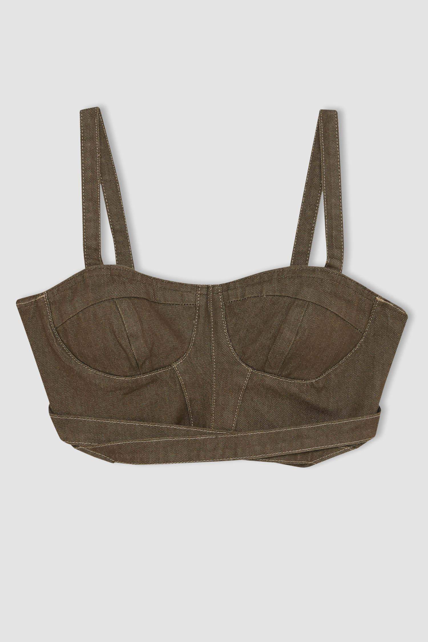 بلوزة جينز كورسيه بحمالات