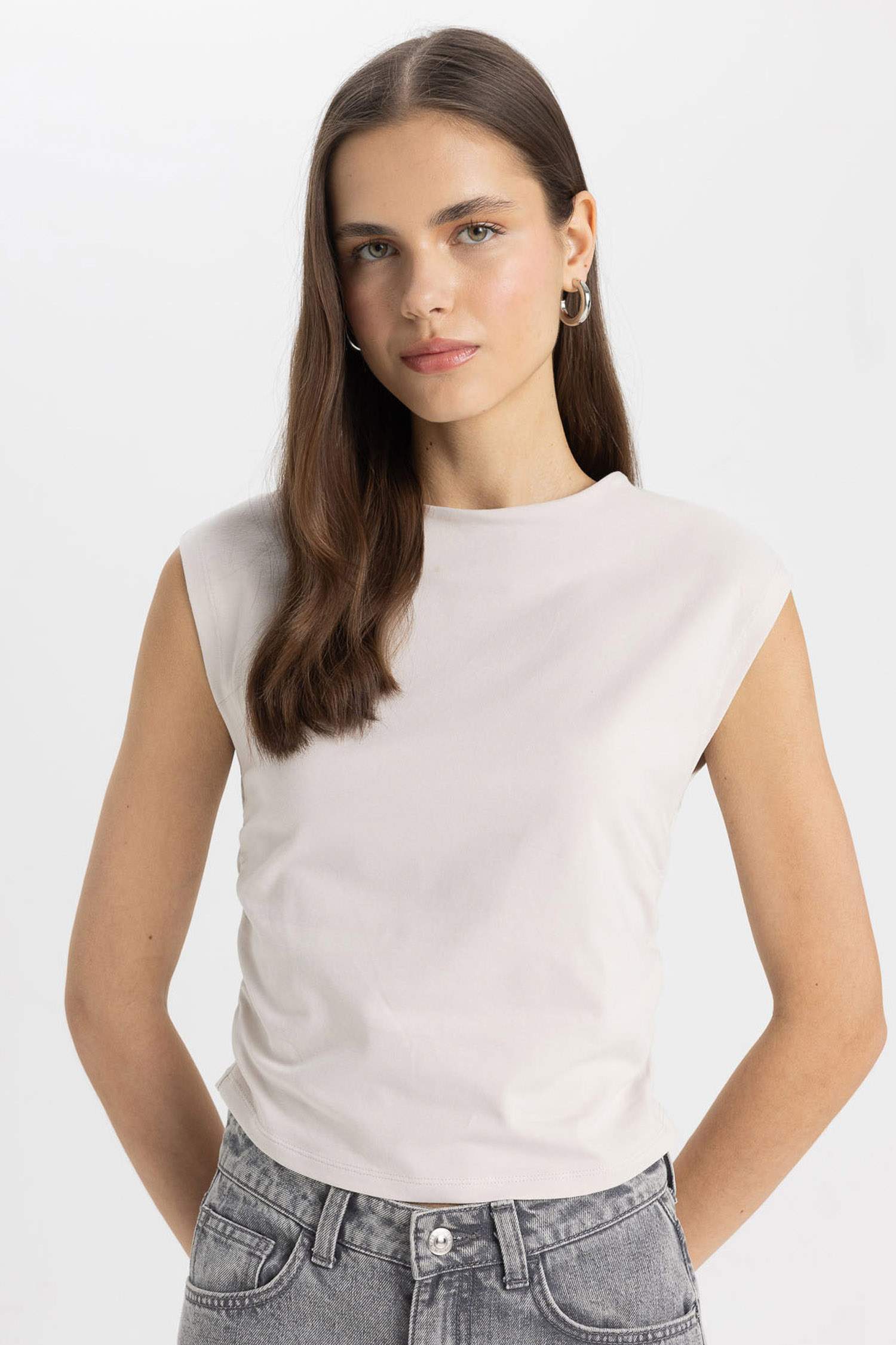 تيشيرت نص كم مضلع سليم فيت