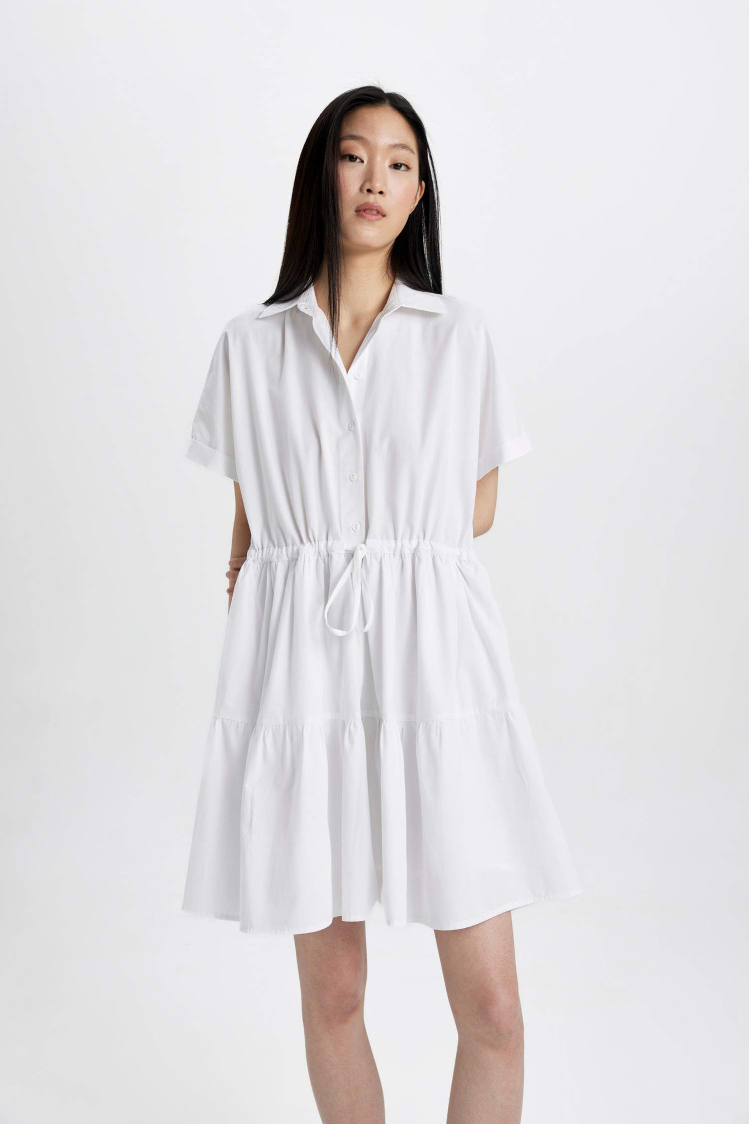 Shirt Collar Poplin Mini Dress