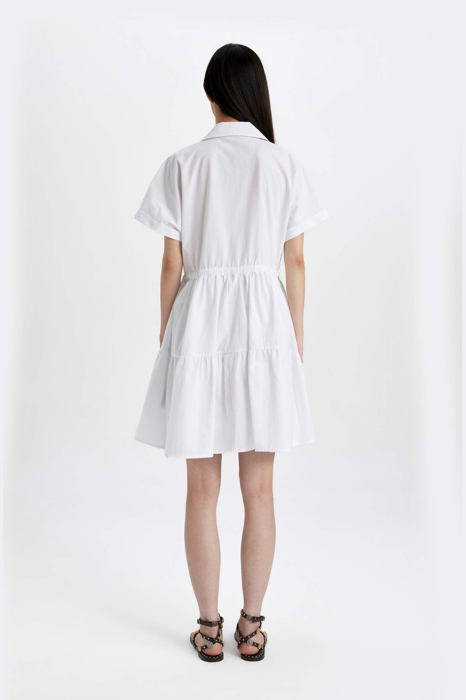 Shirt Collar Poplin Mini Dress
