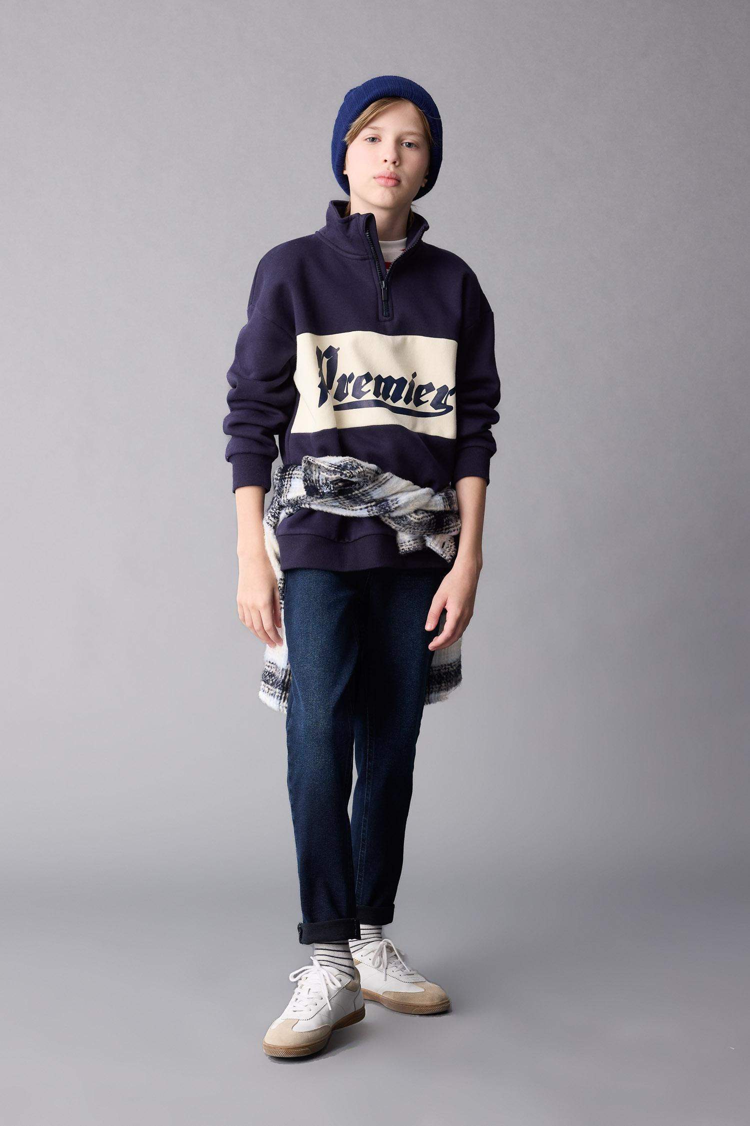 Erkek Çocuk Slim Fit Dar Kesim Düz Paça Cepli Jean Pantolon