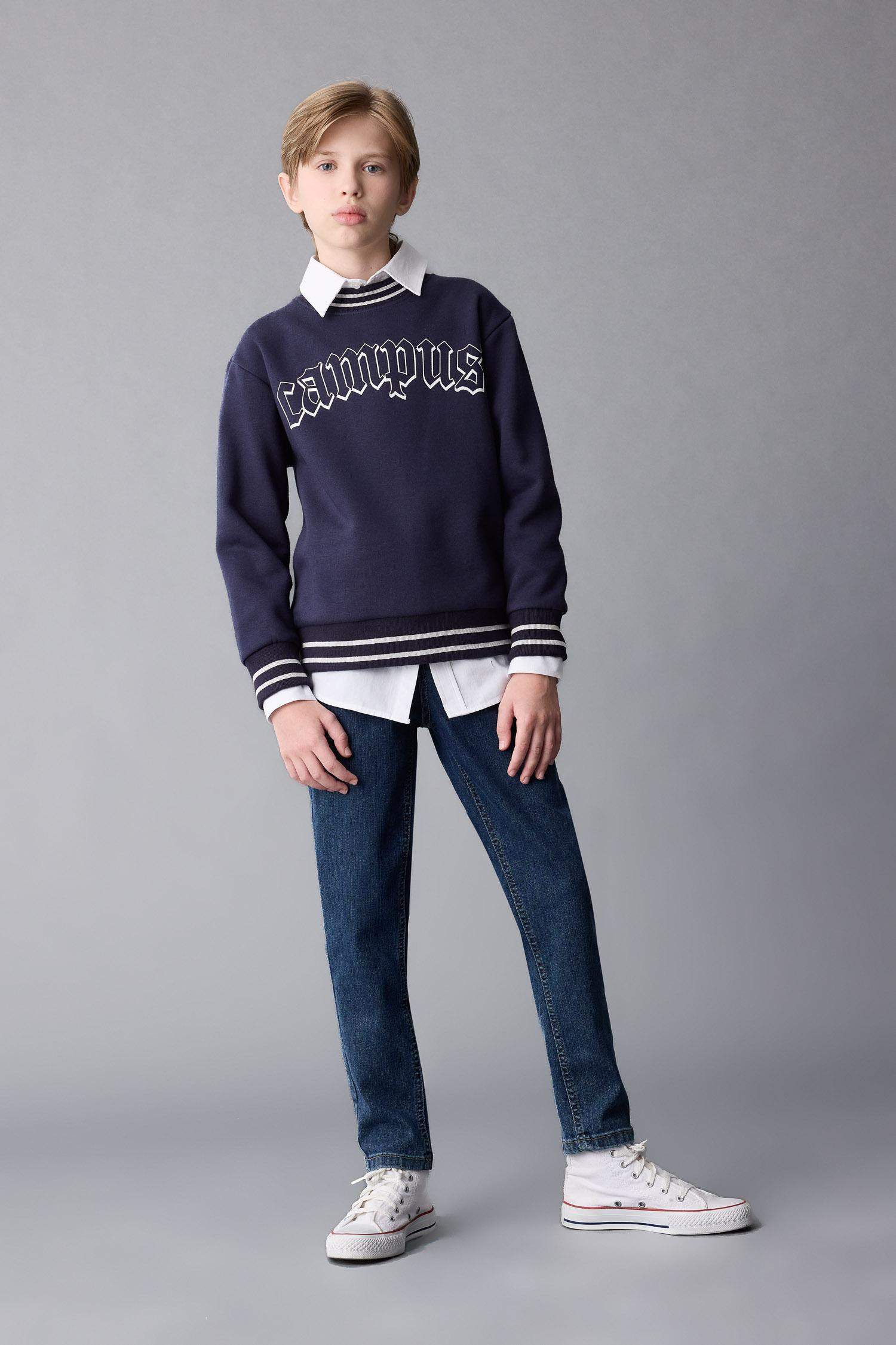 Erkek Çocuk Carrot Fit Düz Paça Cepli Jean Pantolon