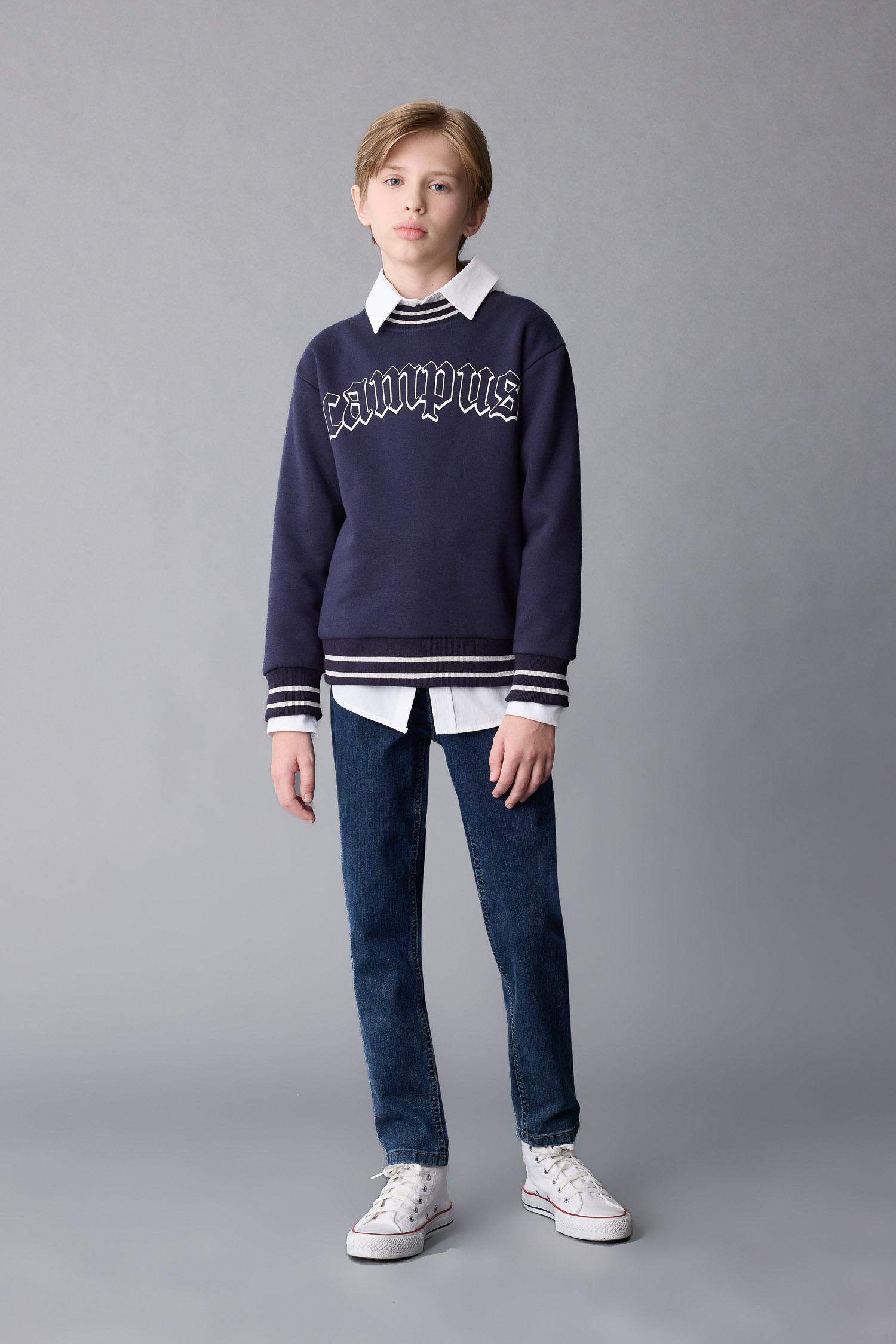 Erkek Çocuk Carrot Fit Düz Paça Cepli Jean Pantolon