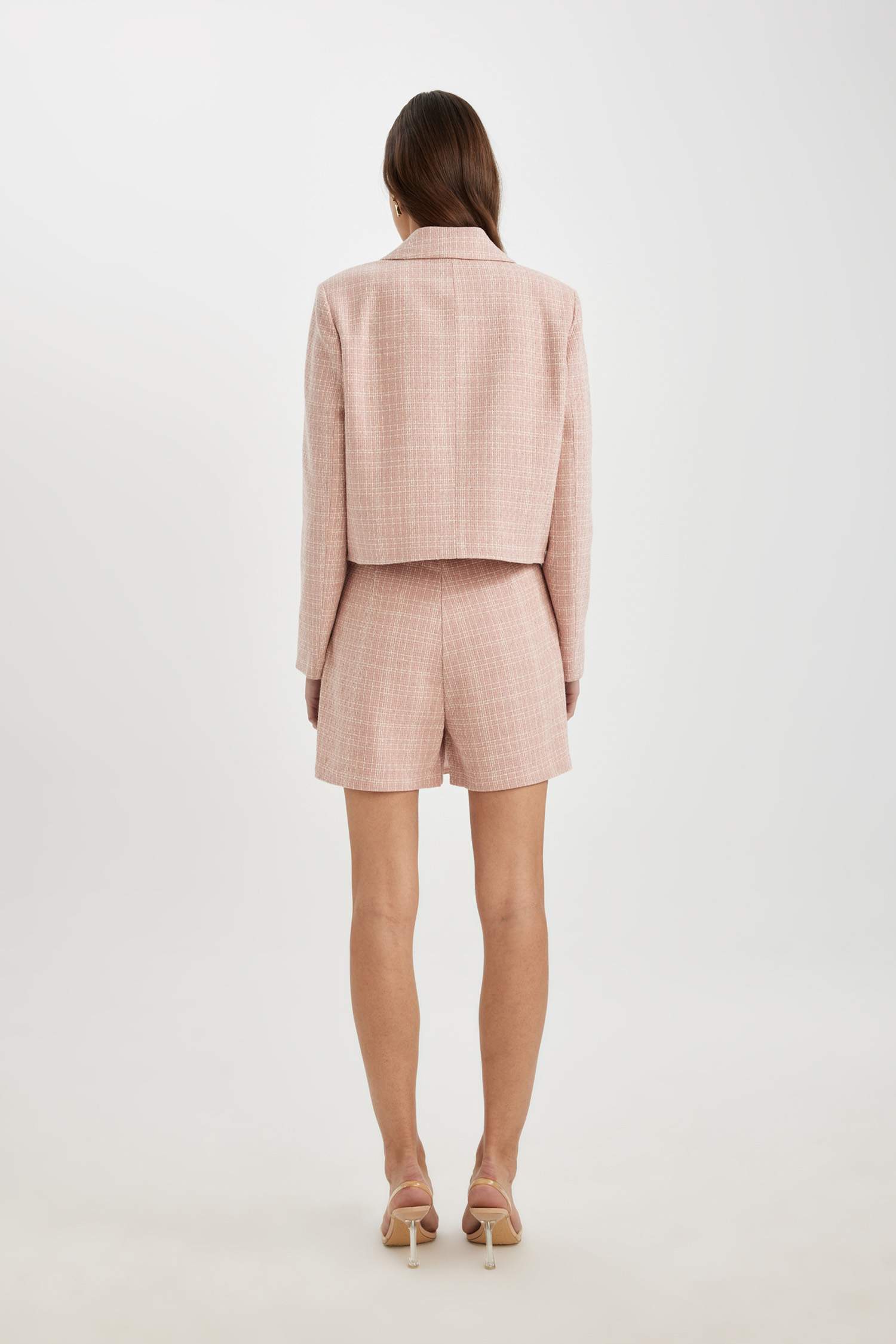 Shorts Skirt High Waist Straight Leg Tweed Shorts