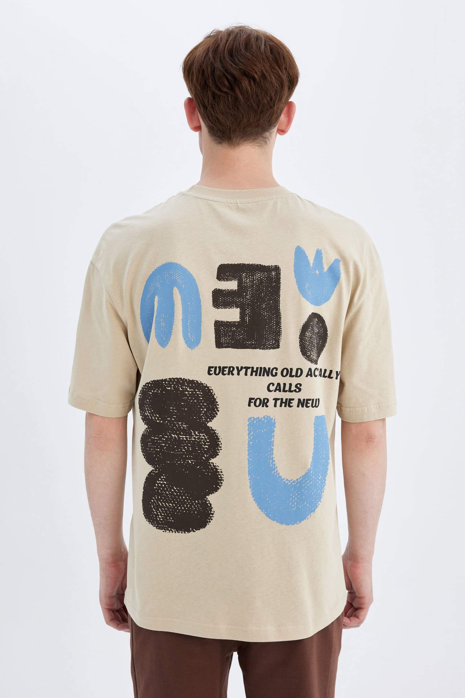 تيشيرت نص ردن قصة مريحة بياخة مستديرة