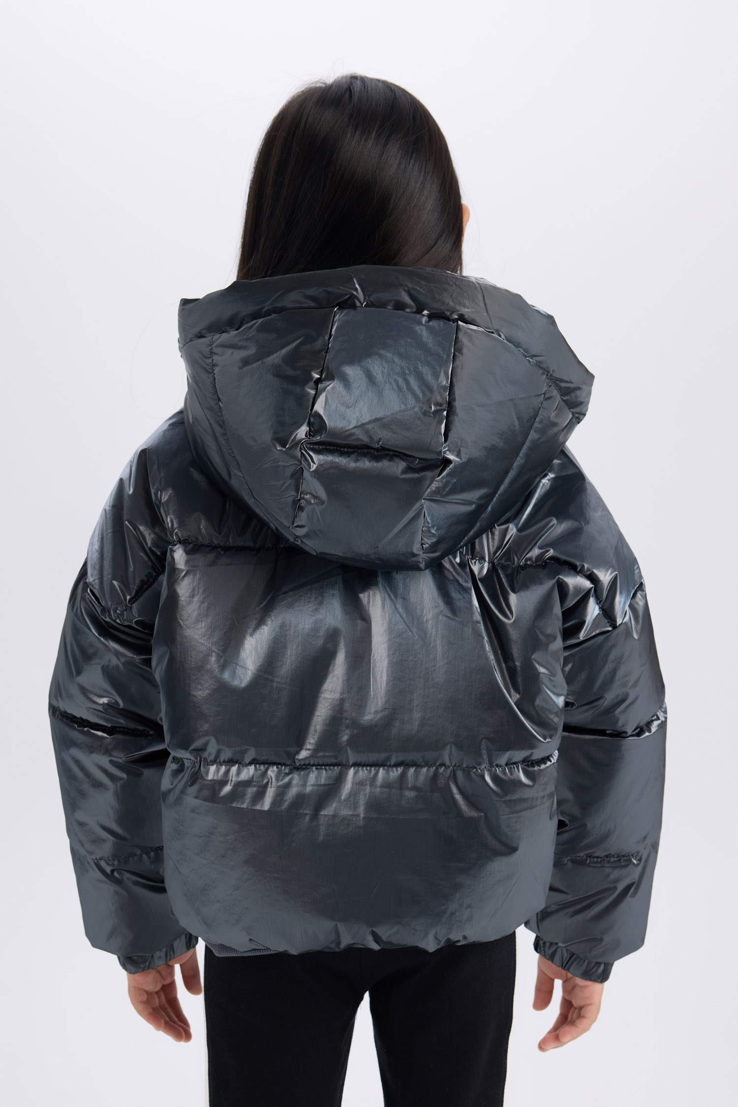 Kız Çocuk Su Geçirmez Kapüşonlu Fermuarlı Çıtçıtlı Mont