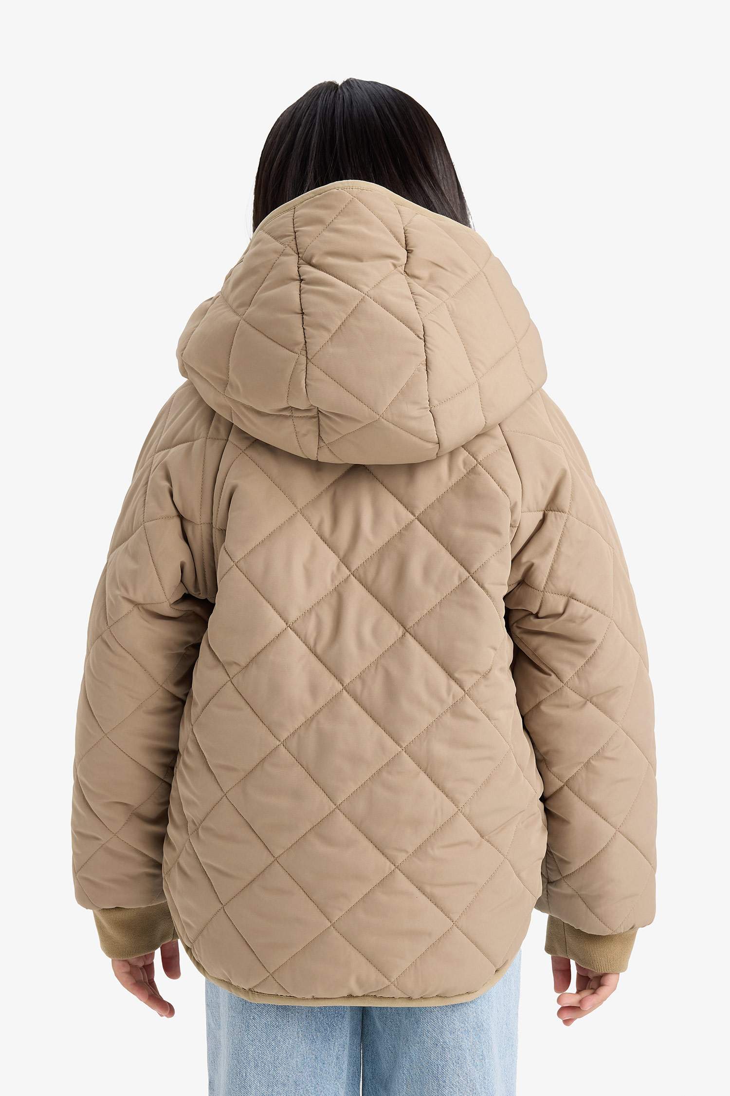 قمصلة نفخ بناتي ذو وجهين بغطاء للرأس