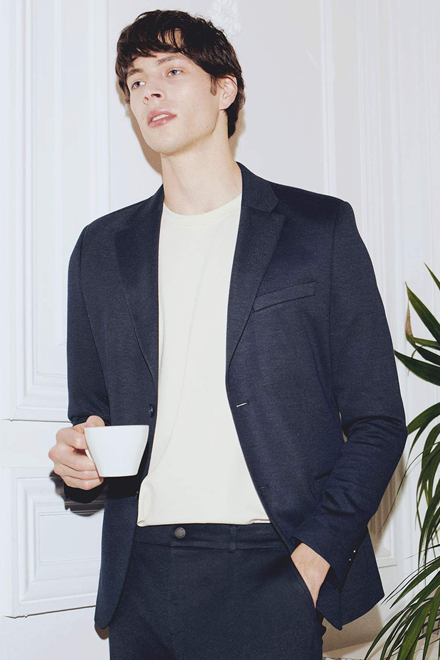 سترة بليزر مودرن فيت مبطن