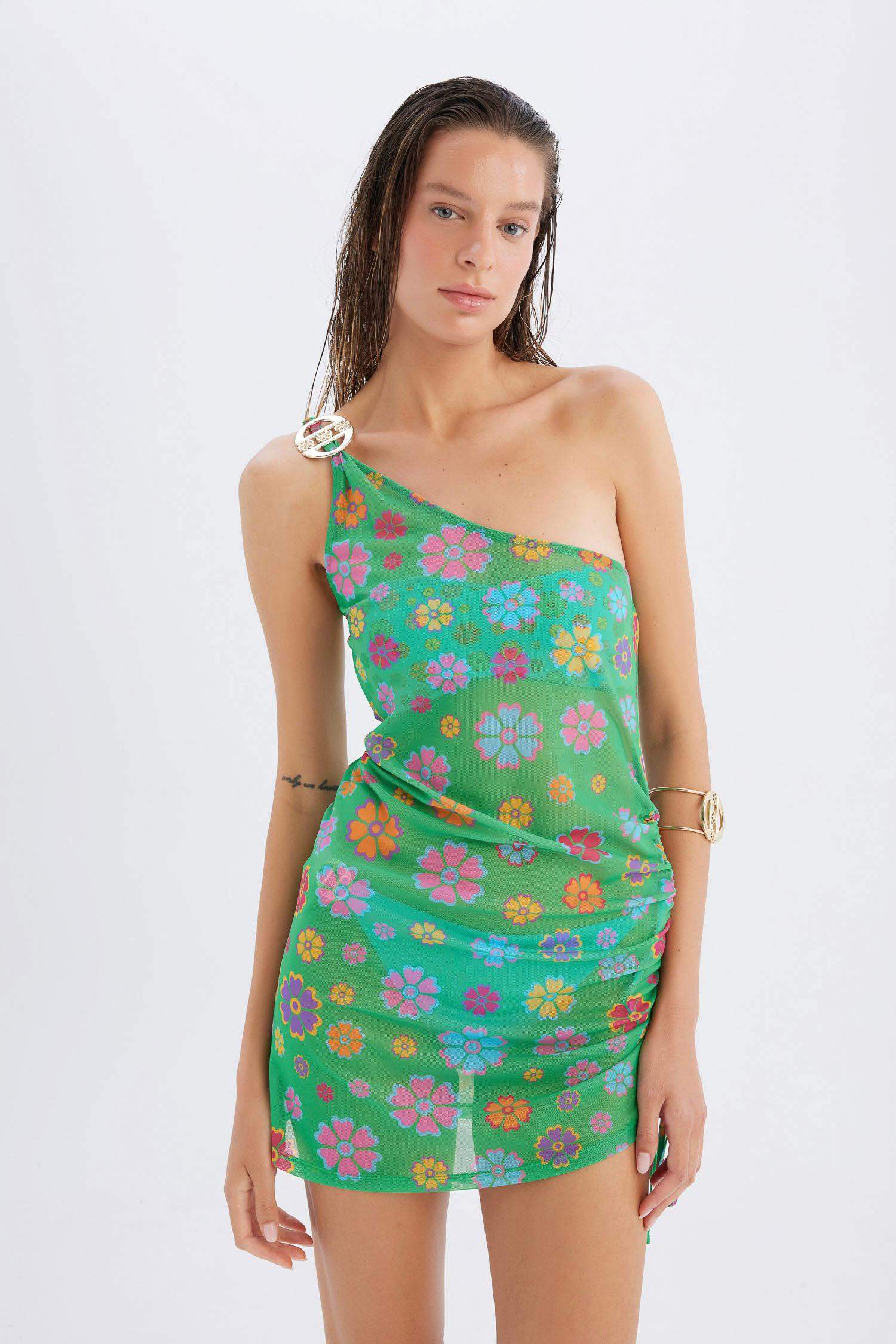 Regular Fit Floral Tulle Beachwear