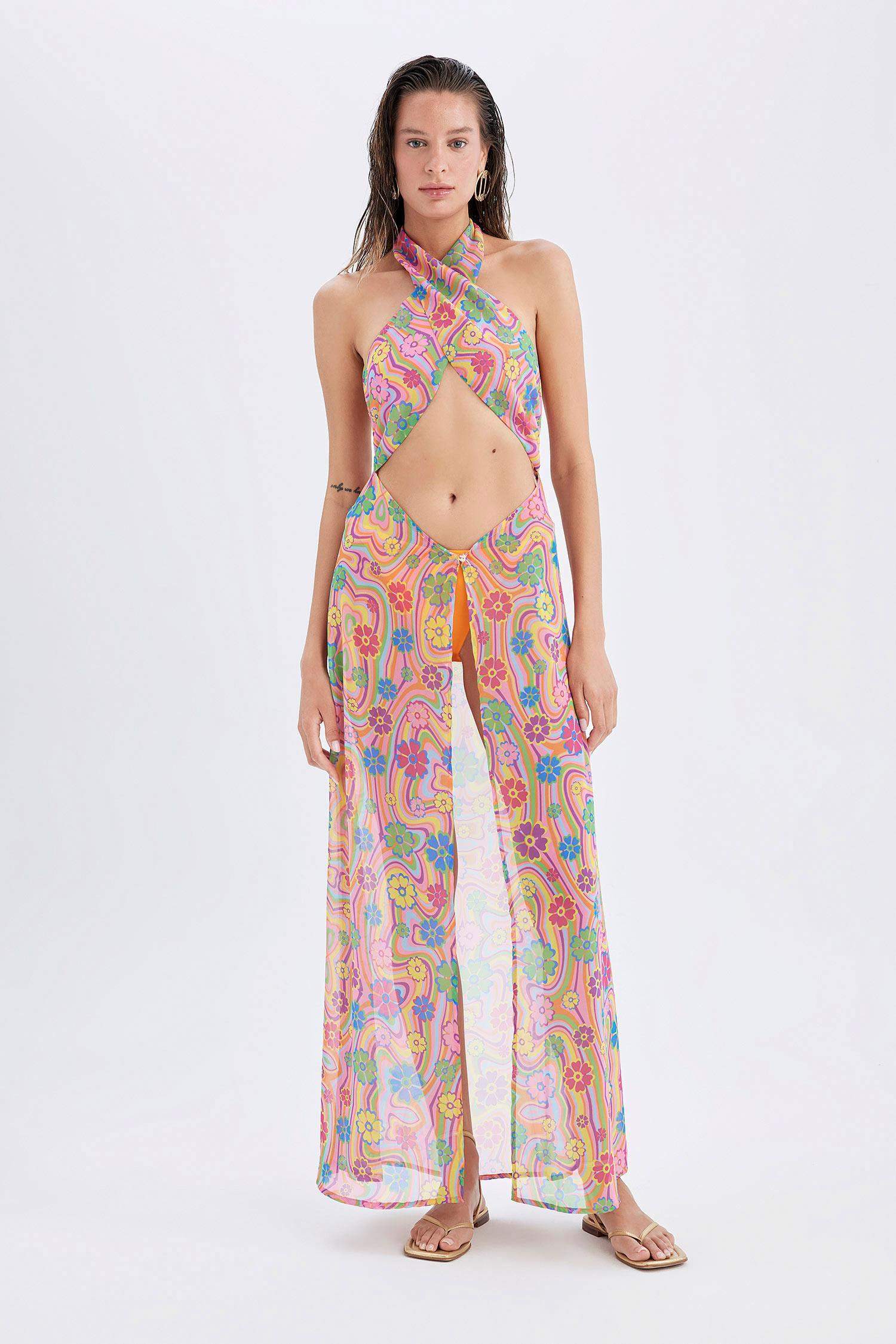 Regular Fit Printed Chiffon Beachwear