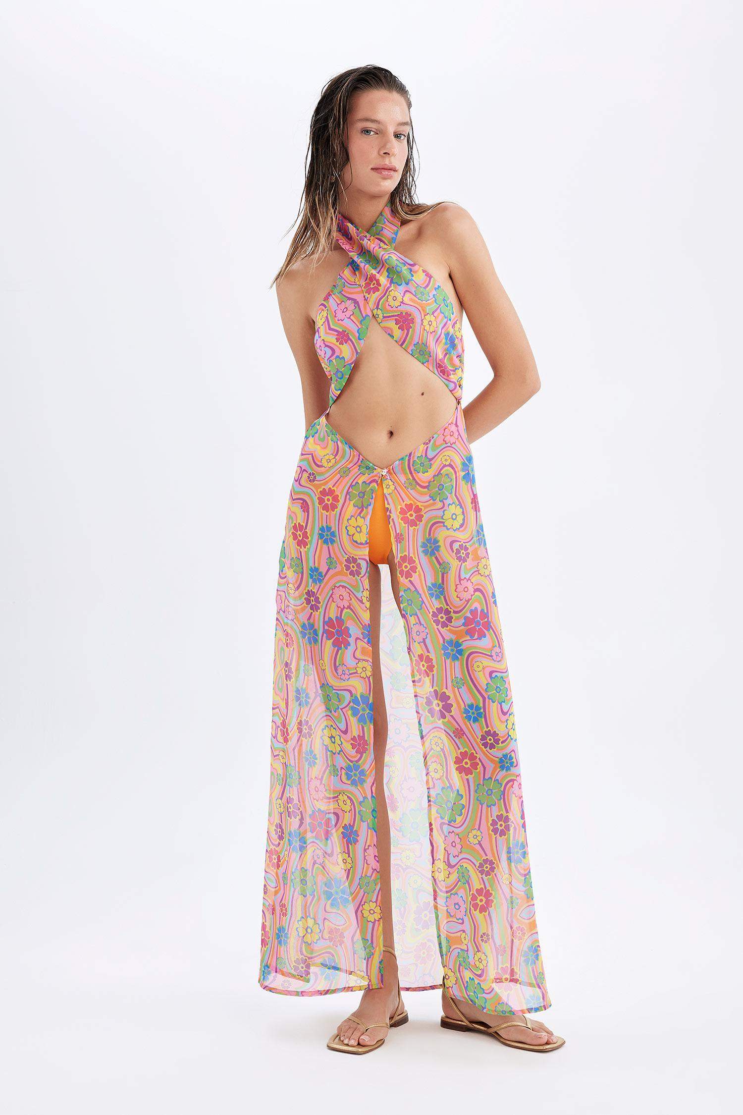 Regular Fit Printed Chiffon Beachwear