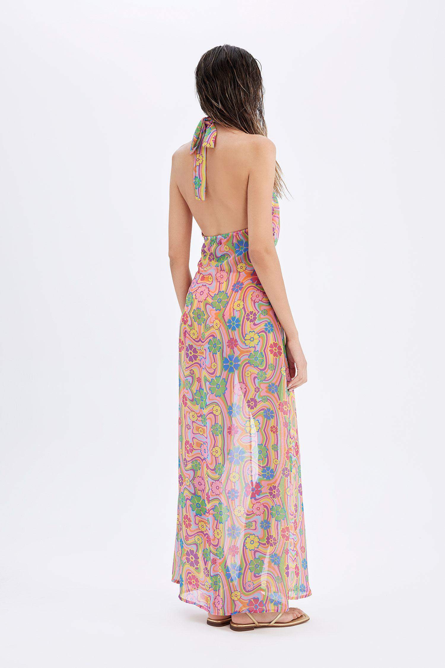 Regular Fit Printed Chiffon Beachwear
