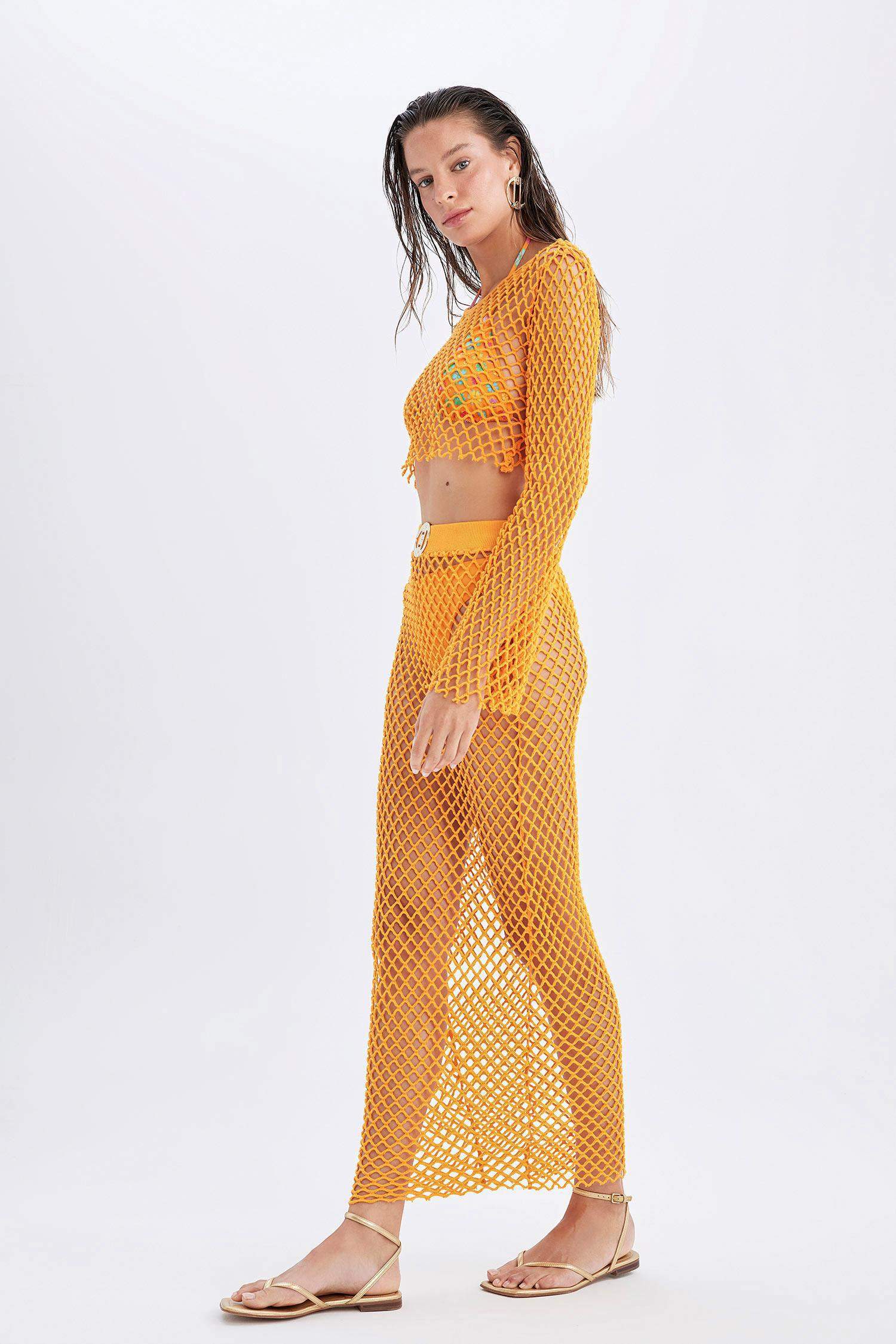 تنورة بحر طويل شبكي قصة عادية من Declara x DeFacto