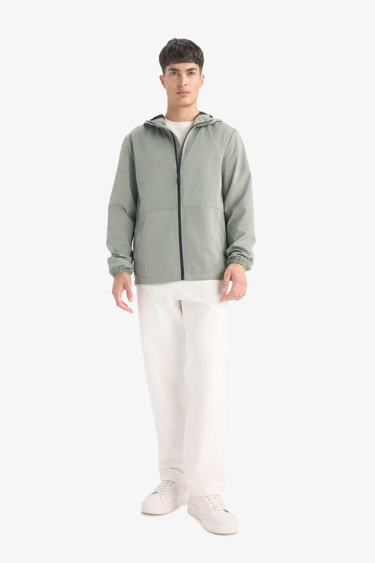 Su İtici Slim Fit Dar Kesim File Astarlı Kapüşonlu Fermuarlı Mevsimlik Baharlık Yağmurluk Mont