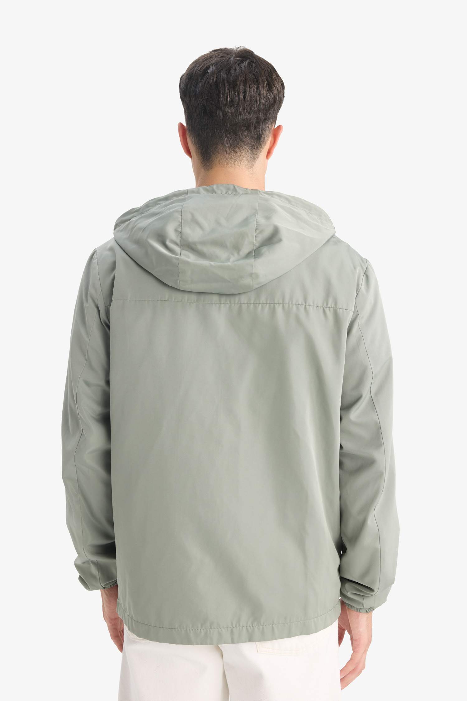 Su İtici Slim Fit Dar Kesim File Astarlı Kapüşonlu Fermuarlı Mevsimlik Baharlık Yağmurluk Mont