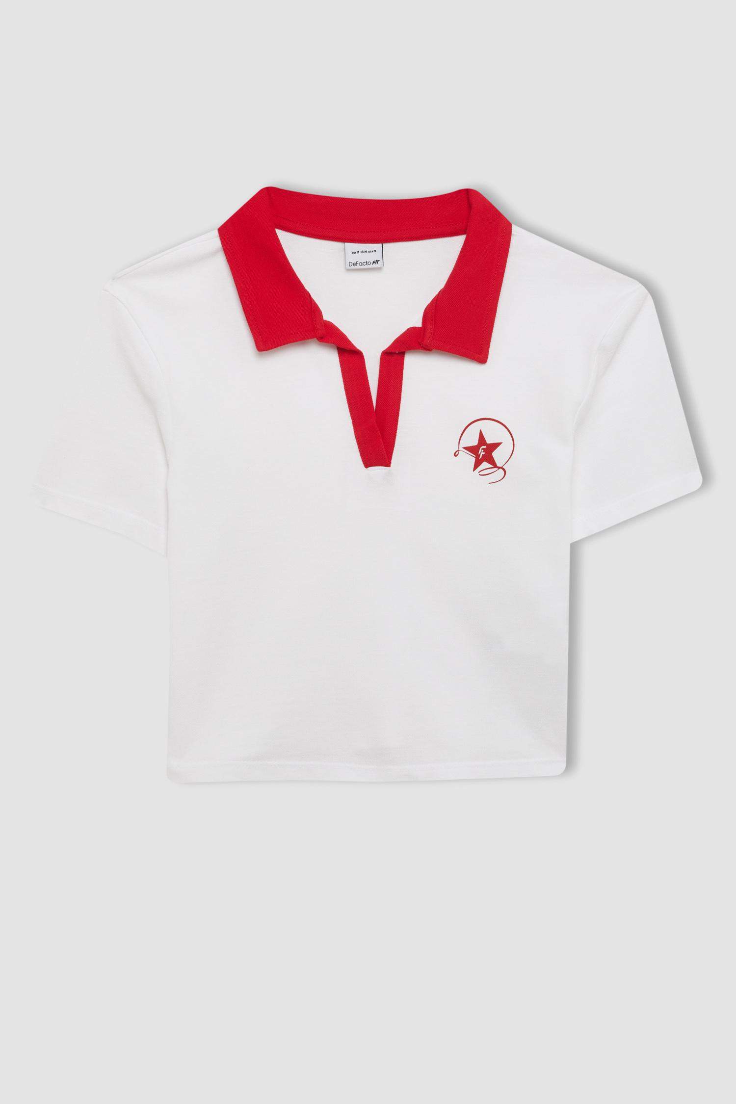 تيشيرت كروب توب رياضي برقبة بولو من DeFactoFit