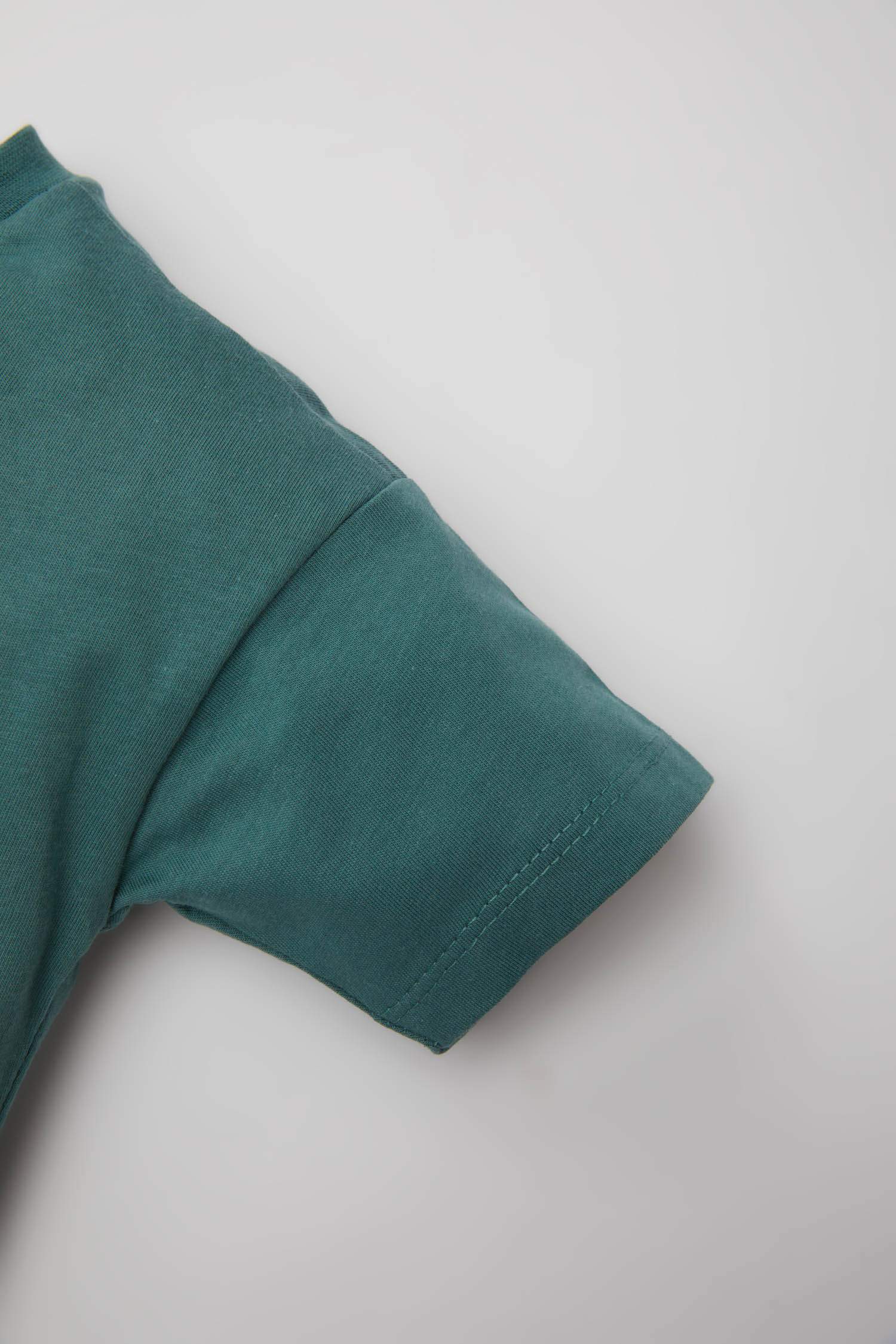 Erkek Bebek 2'li Takım Bisiklet Yaka Baskılı Kısa Kollu Tişört Şort