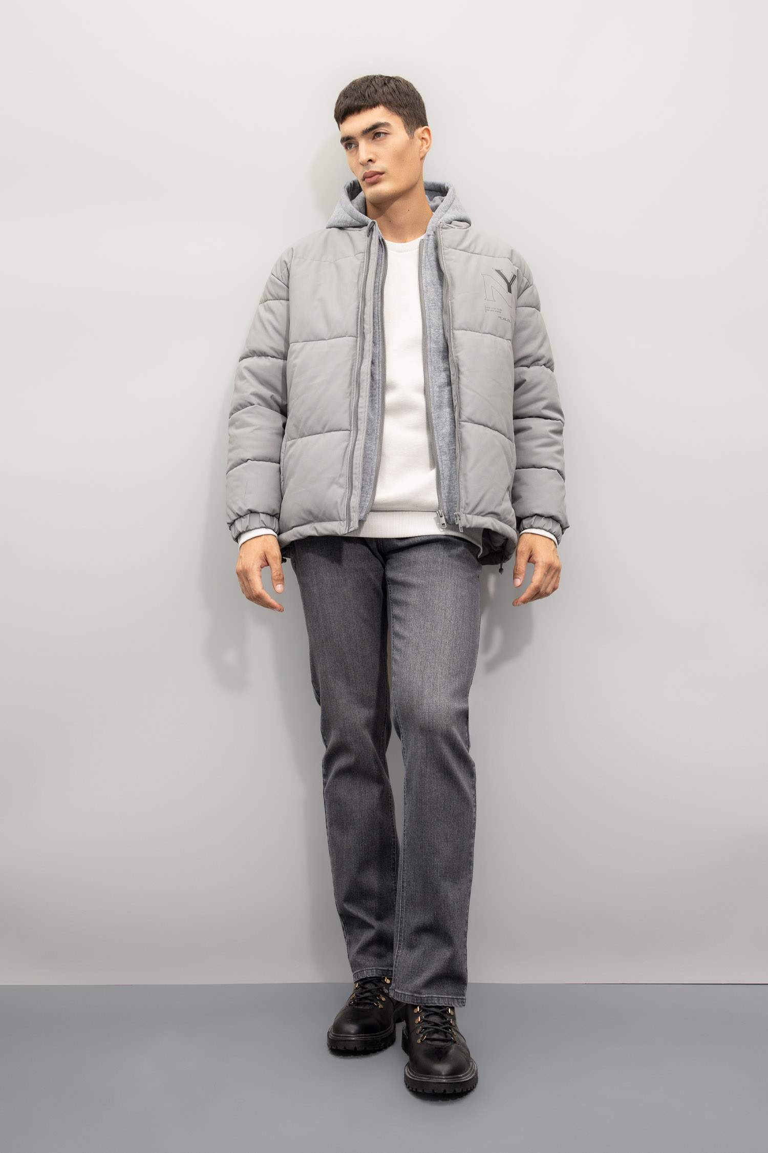 Şişme Mont Kapüşonlu Fermuarlı Cepli