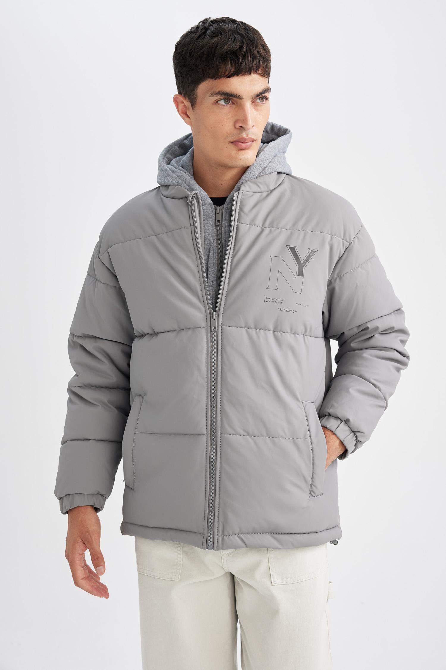 Şişme Mont Kapüşonlu Fermuarlı Cepli