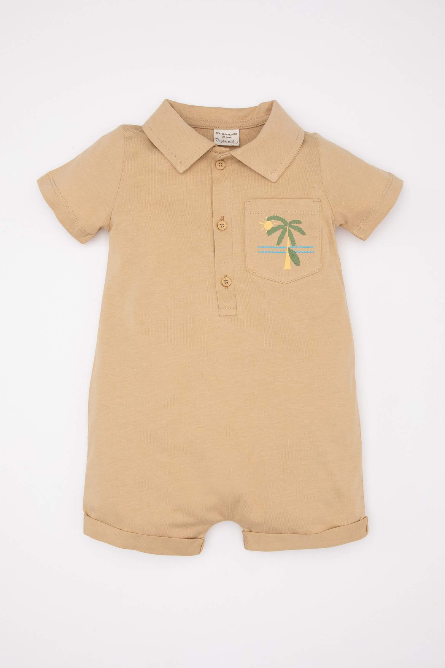 Baby Boy Palm Tree Patterned Short Sleeve Jumpsuit