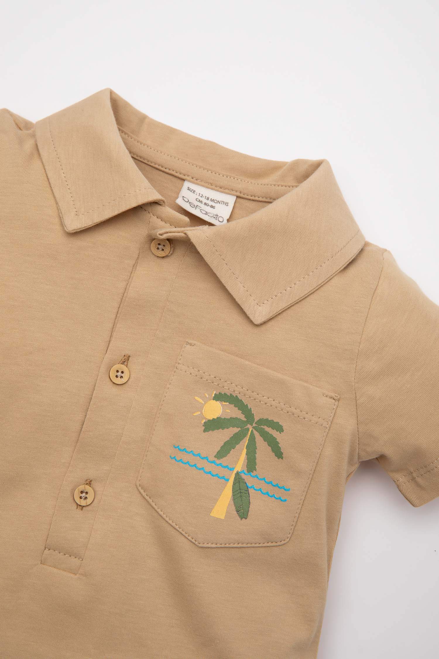 Baby Boy Palm Tree Patterned Short Sleeve Jumpsuit