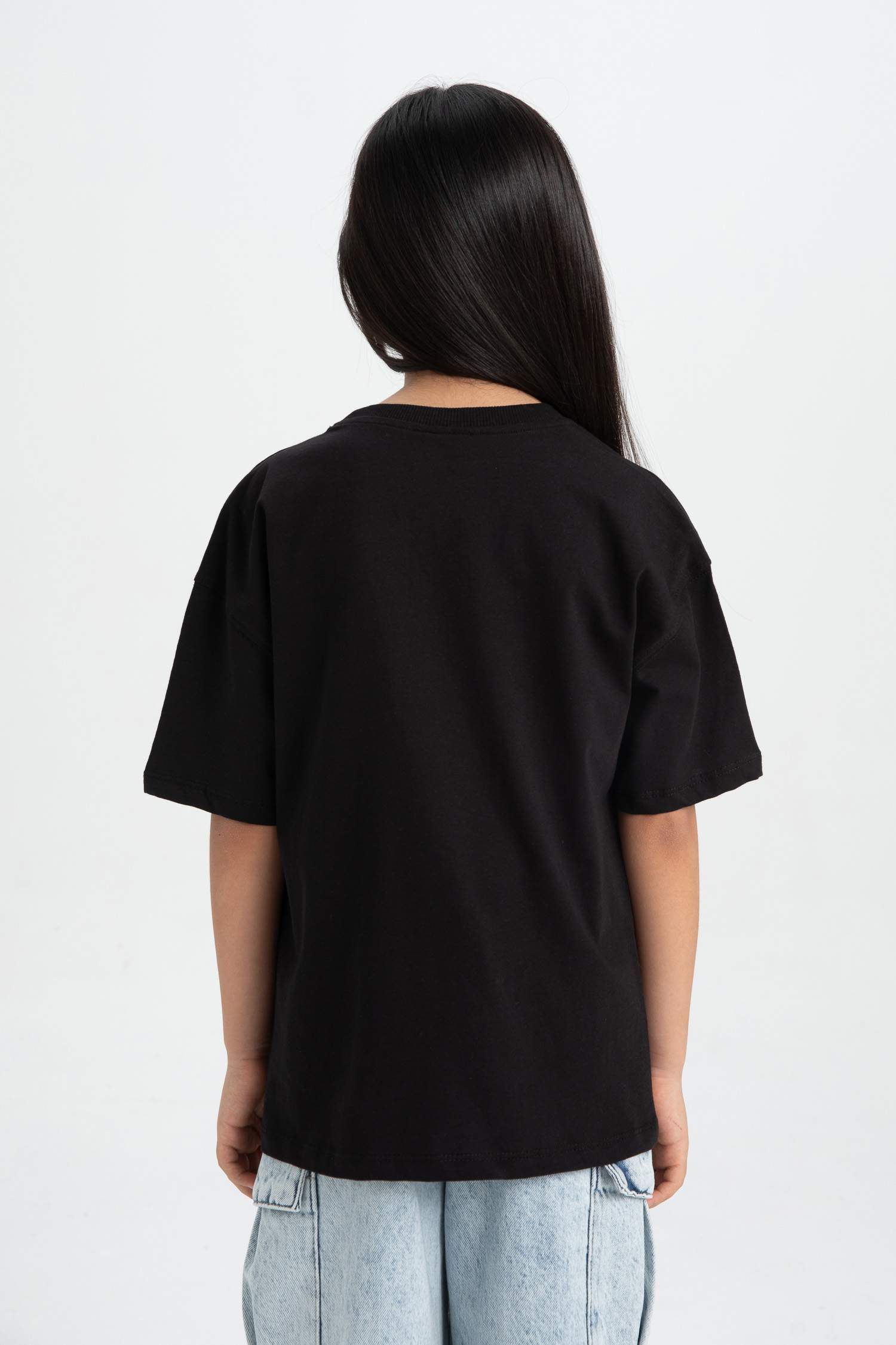 Kız Çocuk Disney Mickey & Minnie Oversize Geniş Kalıp Bisiklet Yaka Kısa Kollu Tişört