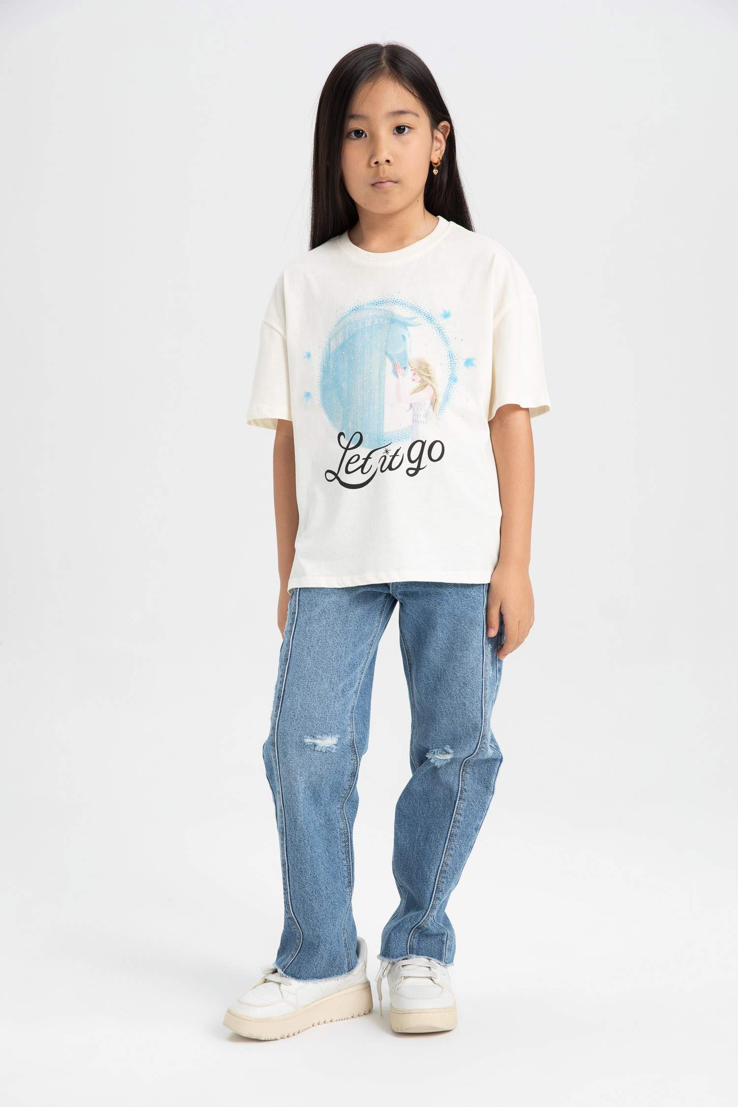 تيشيرت نص ردن بناتي قصة مريحة من فروزن