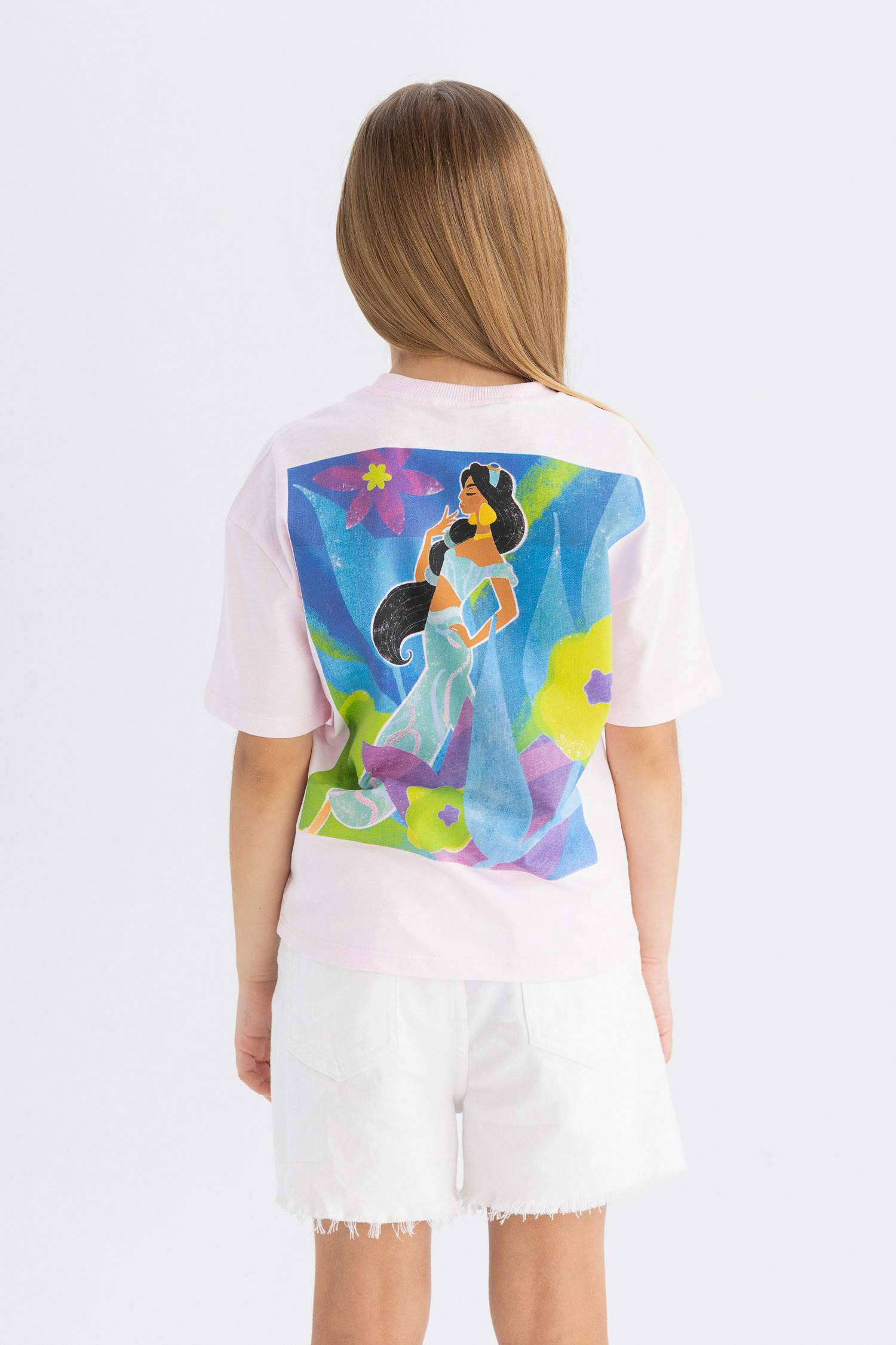 Kız Çocuk Disney Prenses Relax Fit Bisiklet Yaka Kısa Kollu Tişört