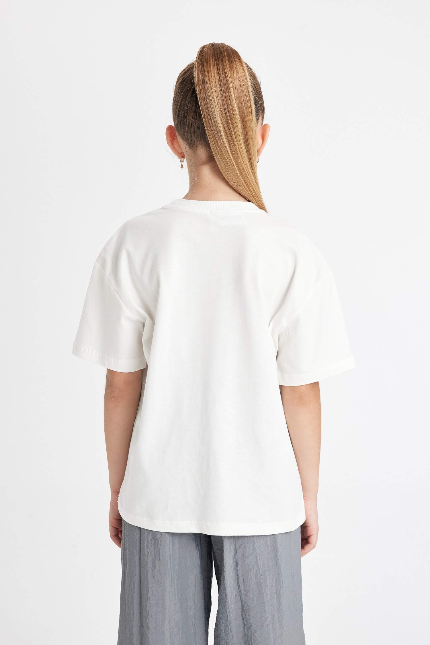 Kız Çocuk Harry Potter Oversize Geniş Kalıp Bisiklet Yaka Kısa Kollu Tişört