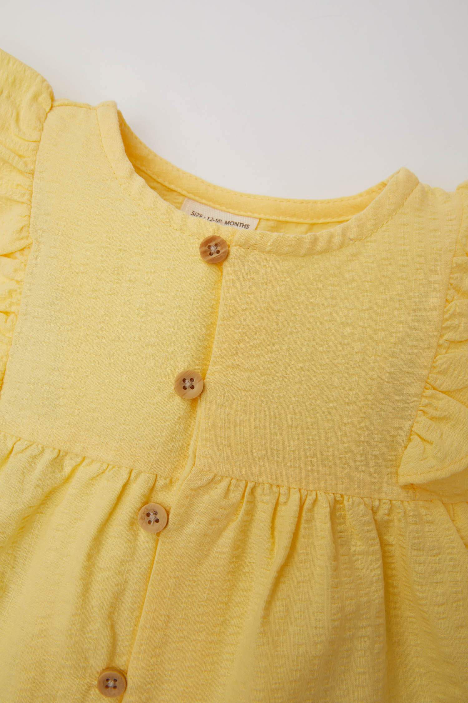 قميص بناتي بوبلين قصة عادية بياخة مستديرة