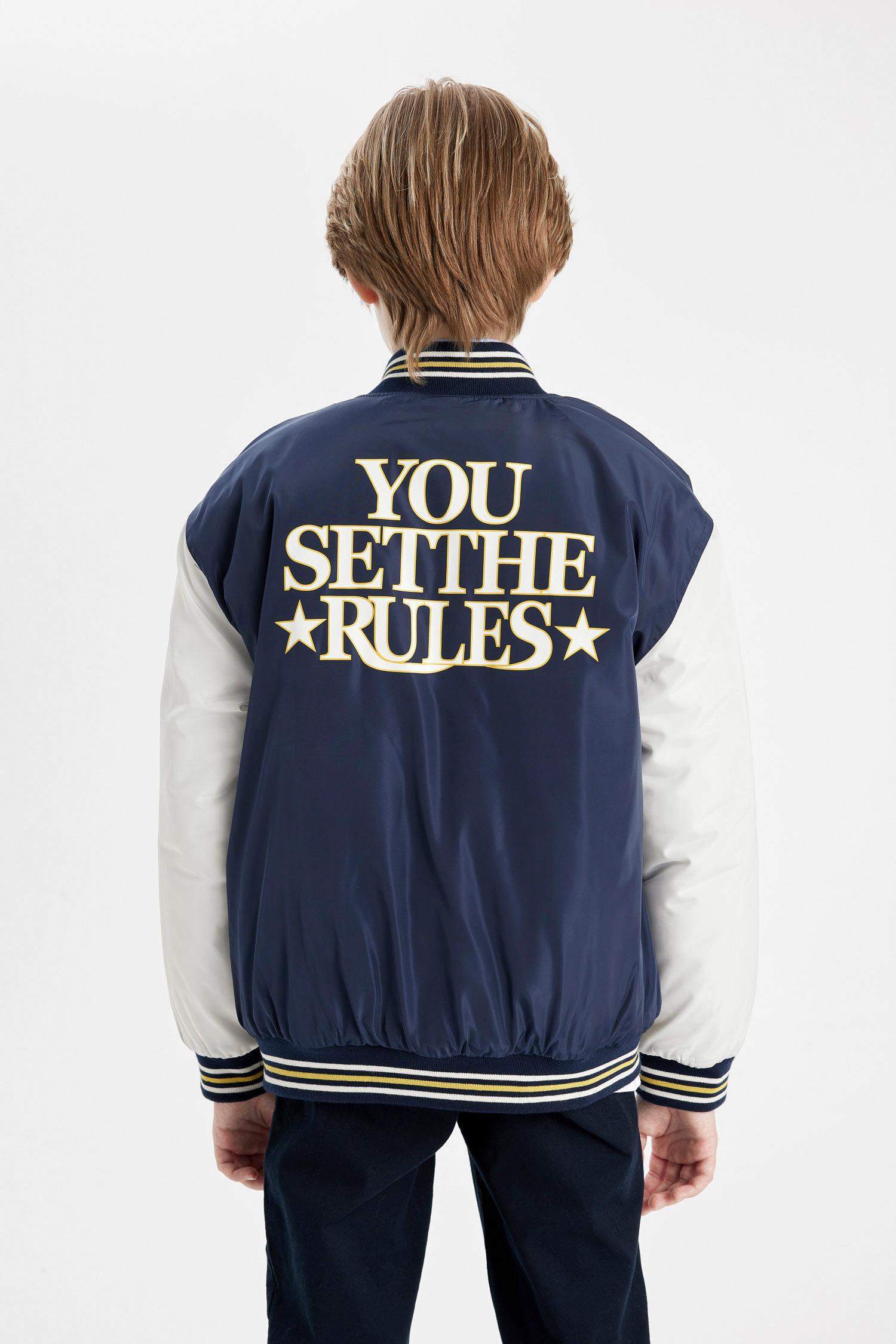 Erkek Çocuk Okul Su Geçirmez Kolej Yaka Bomber Mont