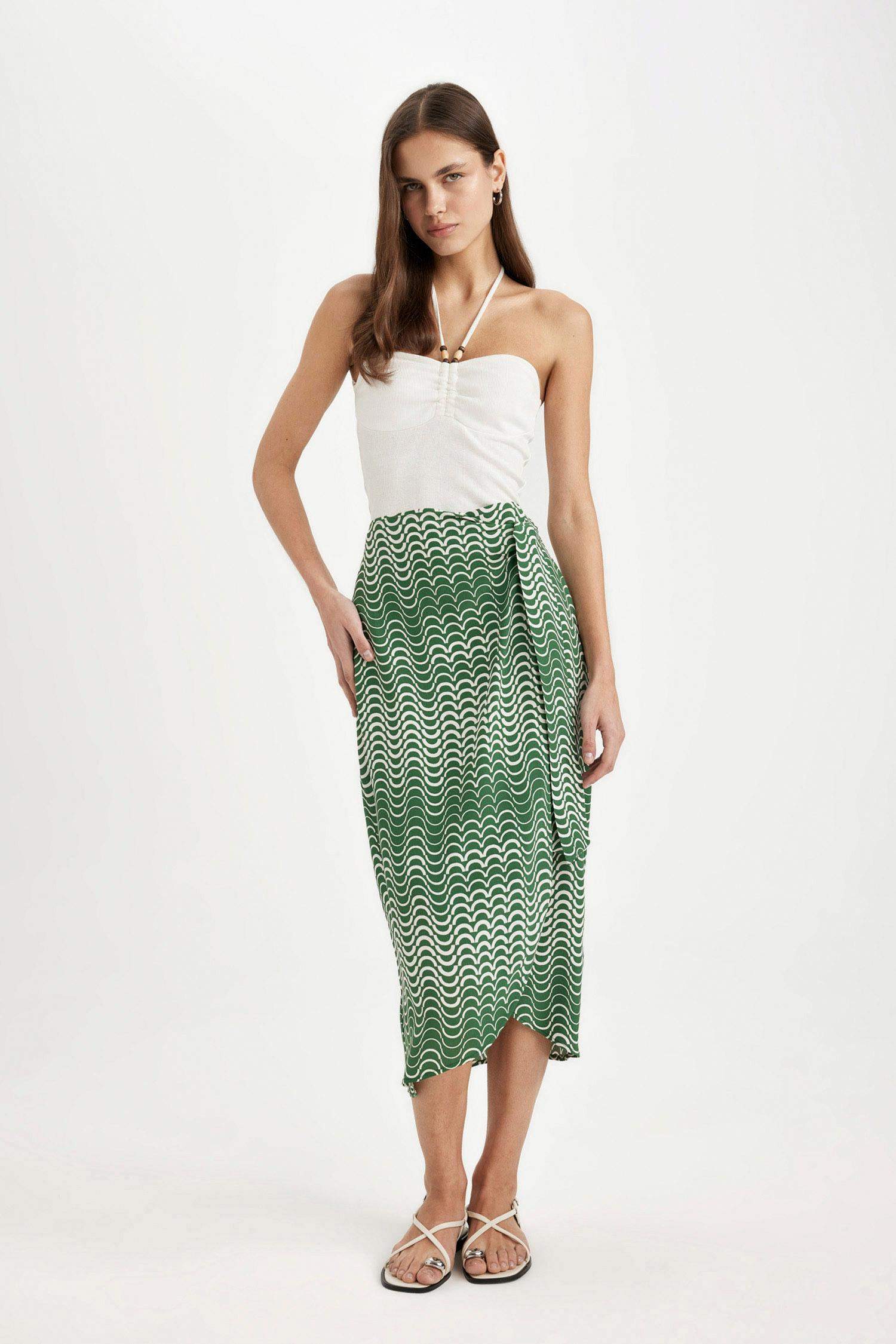 Desenli Maroken Midi Etek