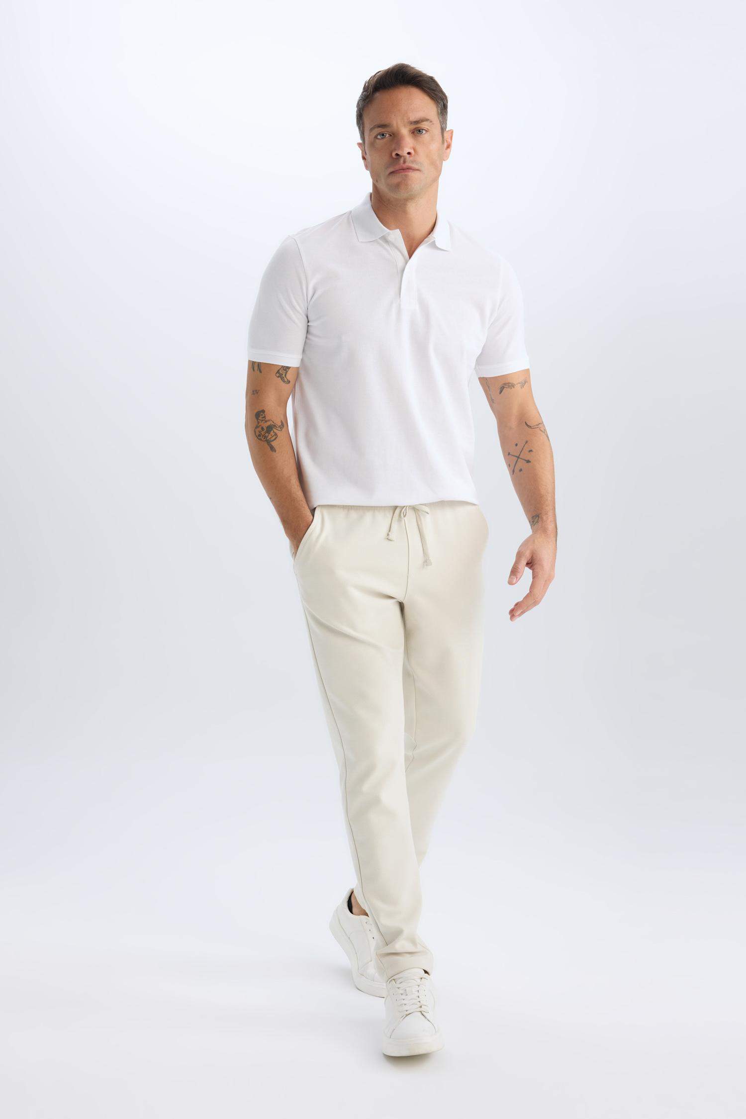 Jogger Pantolon Esnek Basic Düz Beli Bağcıklı Cepli Düz Paça