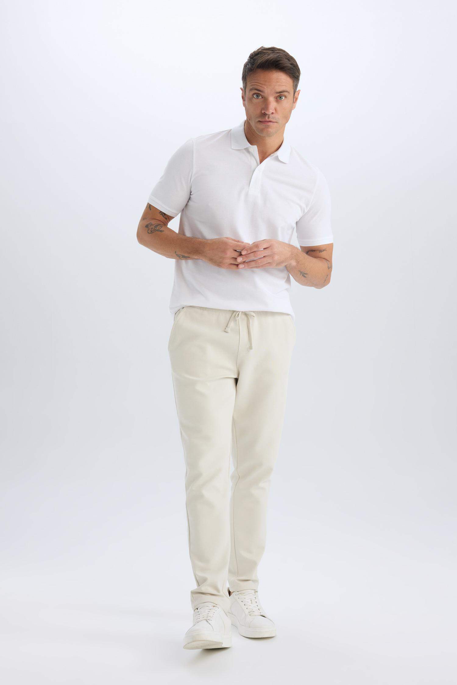 Jogger Pantolon Esnek Basic Düz Beli Bağcıklı Cepli Düz Paça