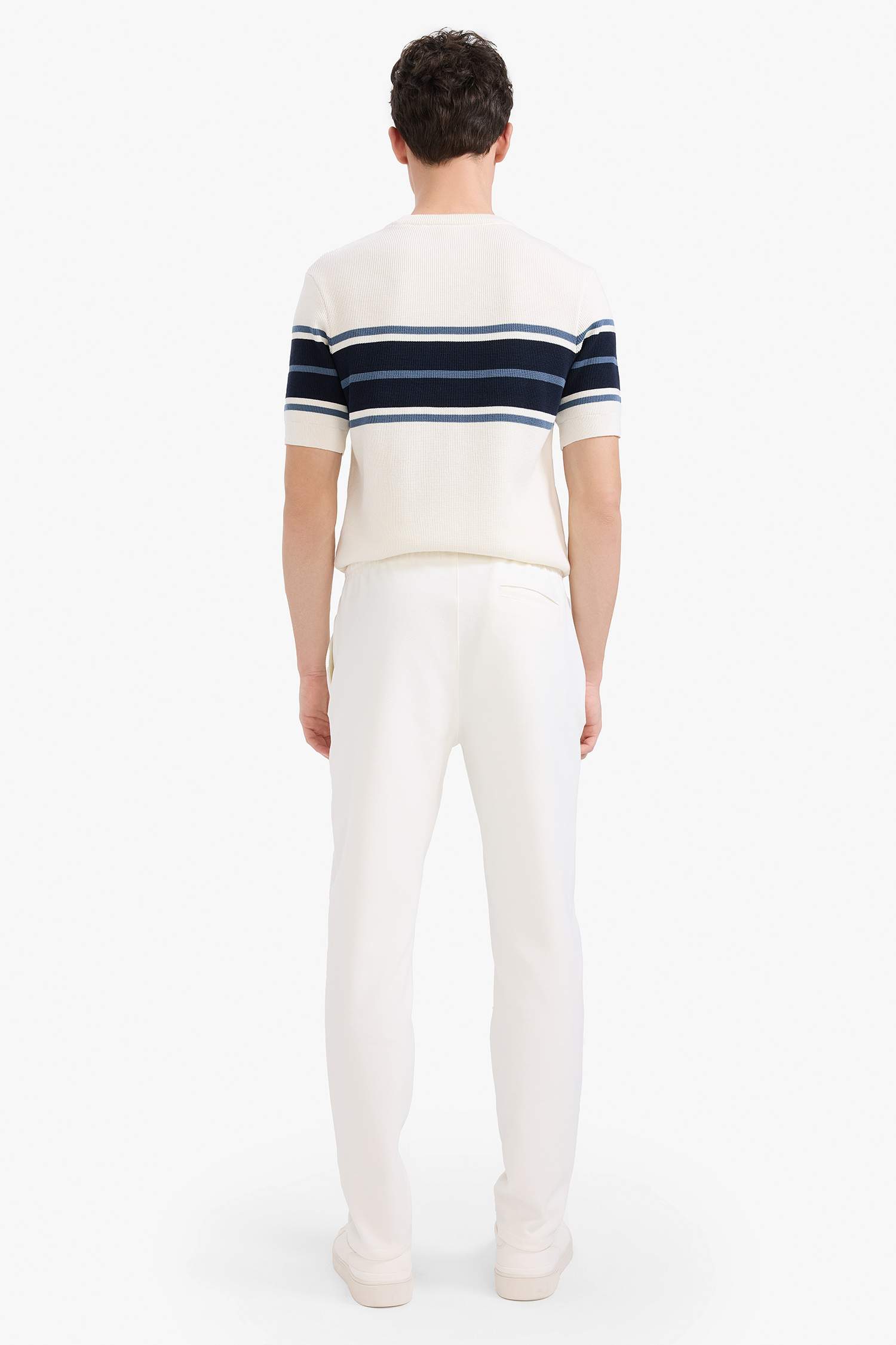 Jogger Pantolon Esnek Basic Düz Beli Bağcıklı Cepli Düz Paça