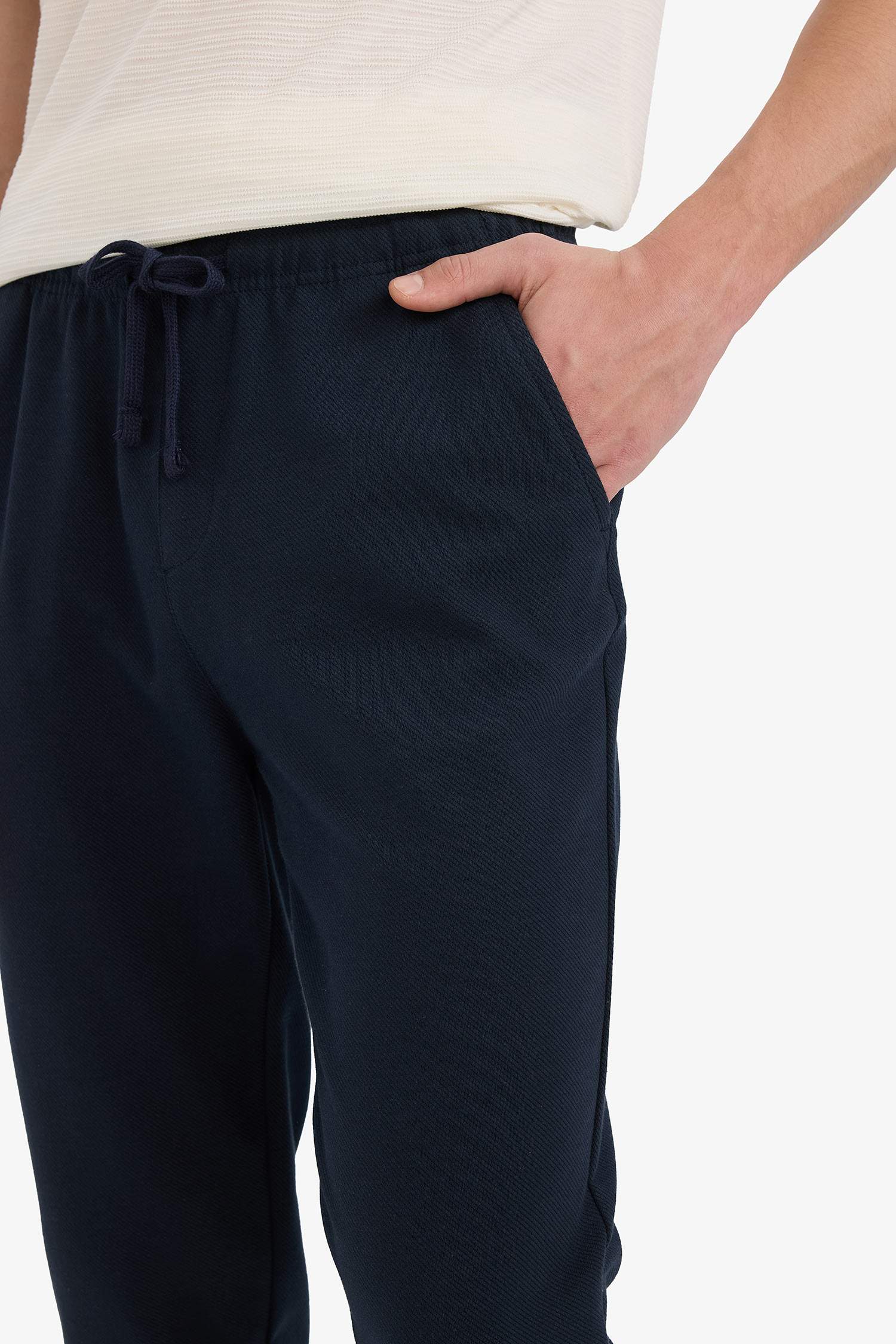 Jogger Pantolon Esnek Basic Düz Beli Bağcıklı Cepli Düz Paça