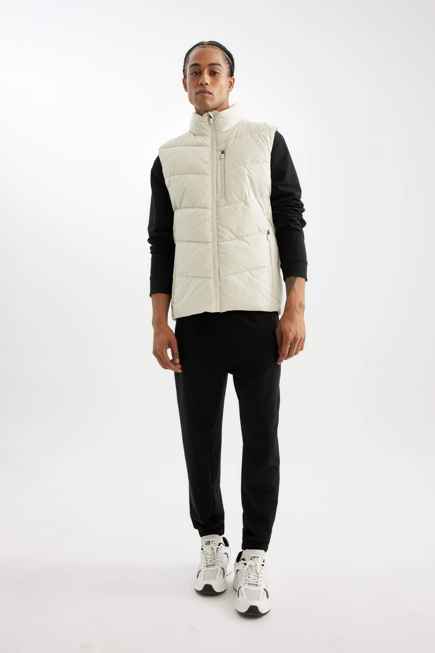 Su İtici Rüzgar Geçirmez Normal Kesim Dik Yaka Fermuarlı Cepli Şişme Yelek