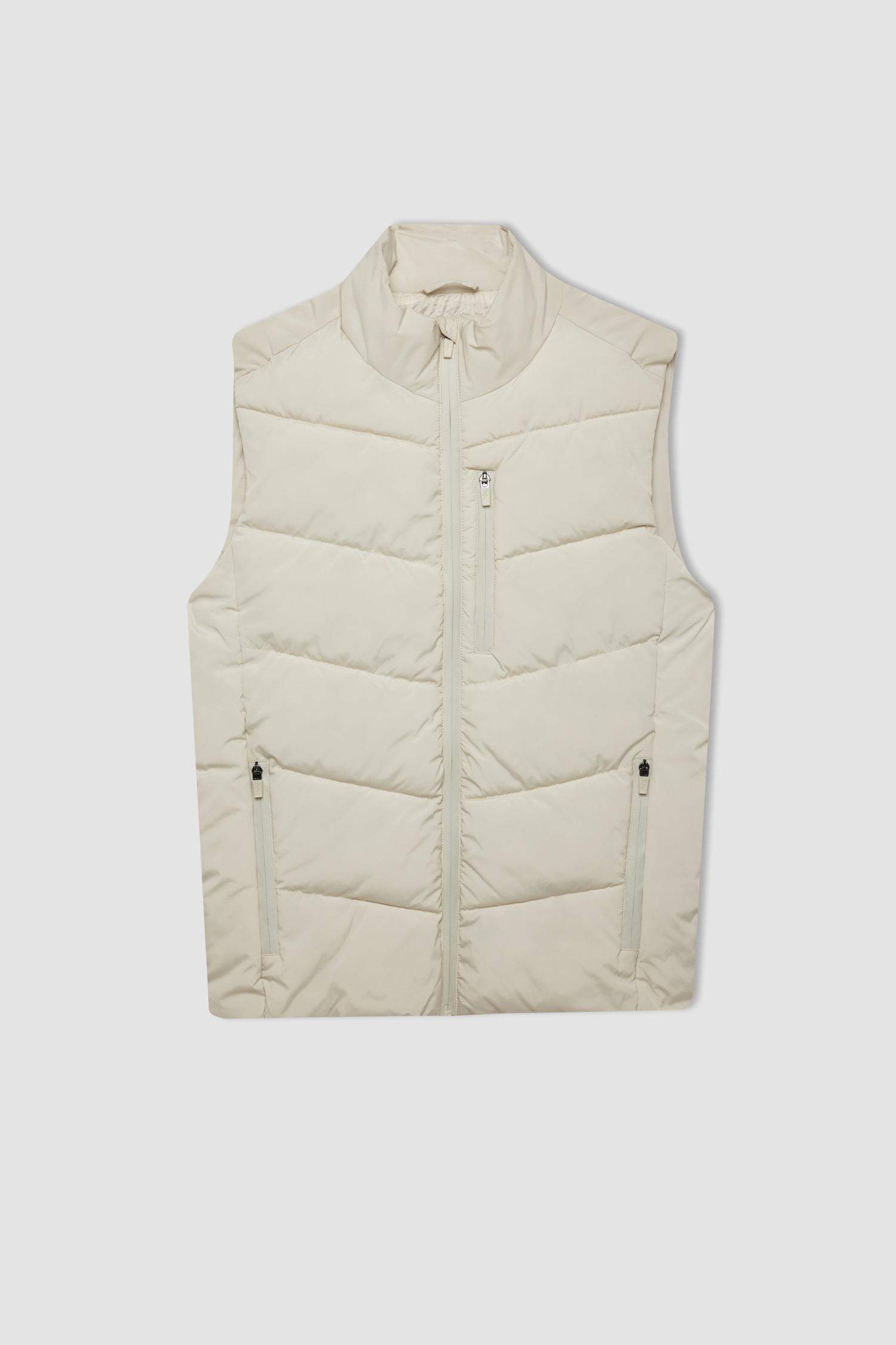 Su İtici Rüzgar Geçirmez Normal Kesim Dik Yaka Fermuarlı Cepli Şişme Yelek