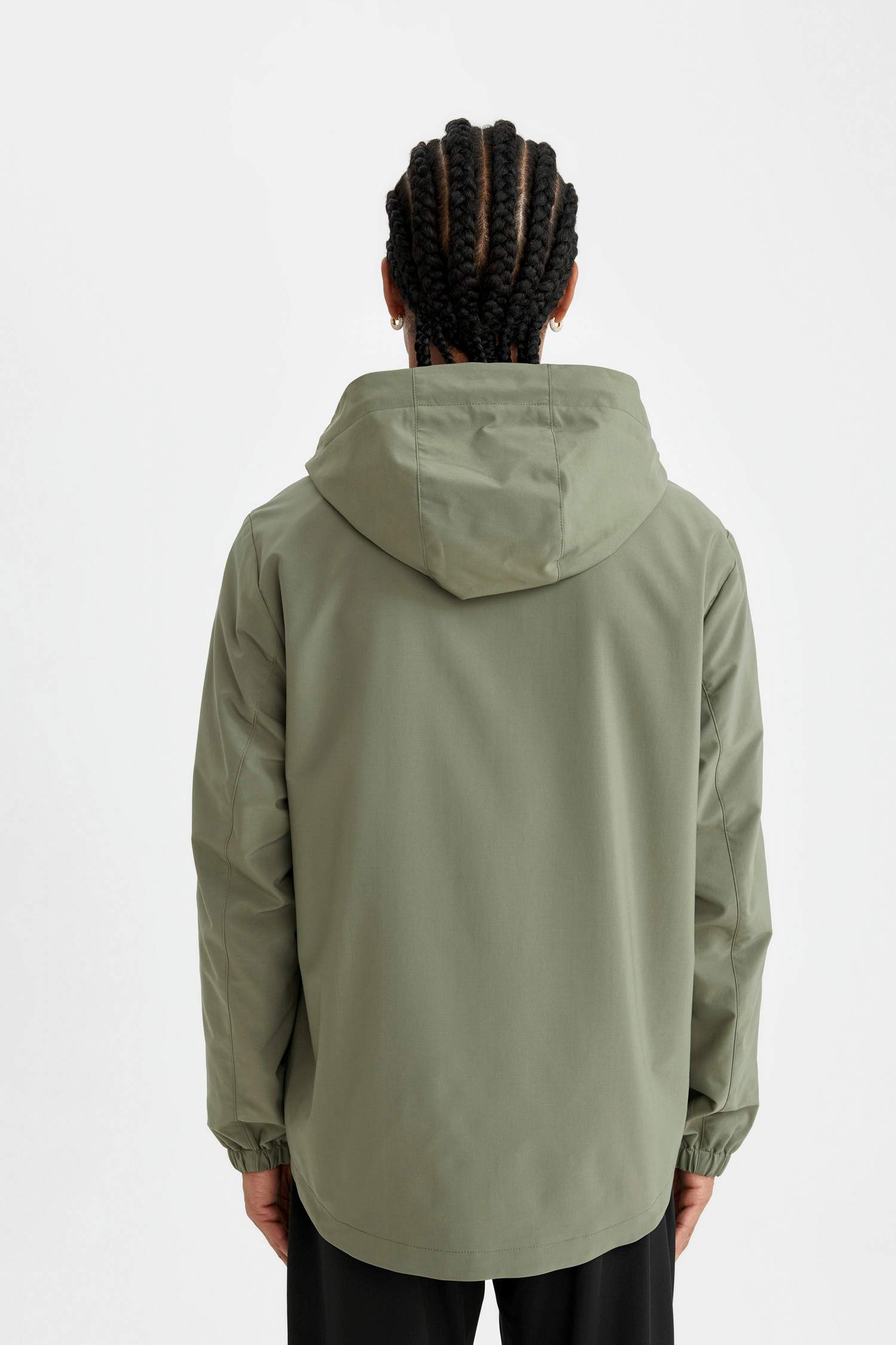 DeFactoFit Su İtici Regular Fit Polar Kapüşonlu Fermuarlı Yağmurluk